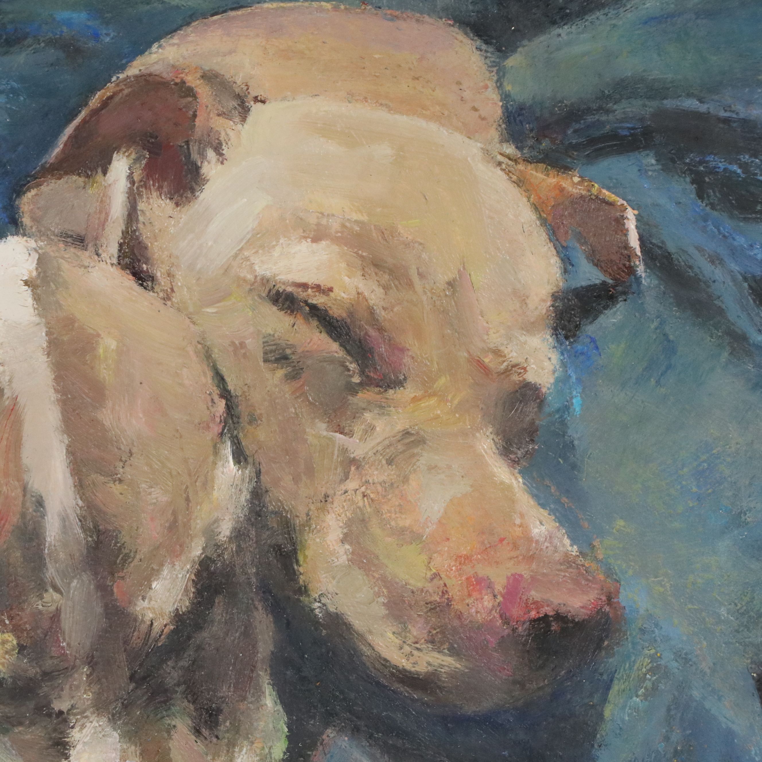 Kevin Kasik Oil Painting of Sleeping Puppies, 2026