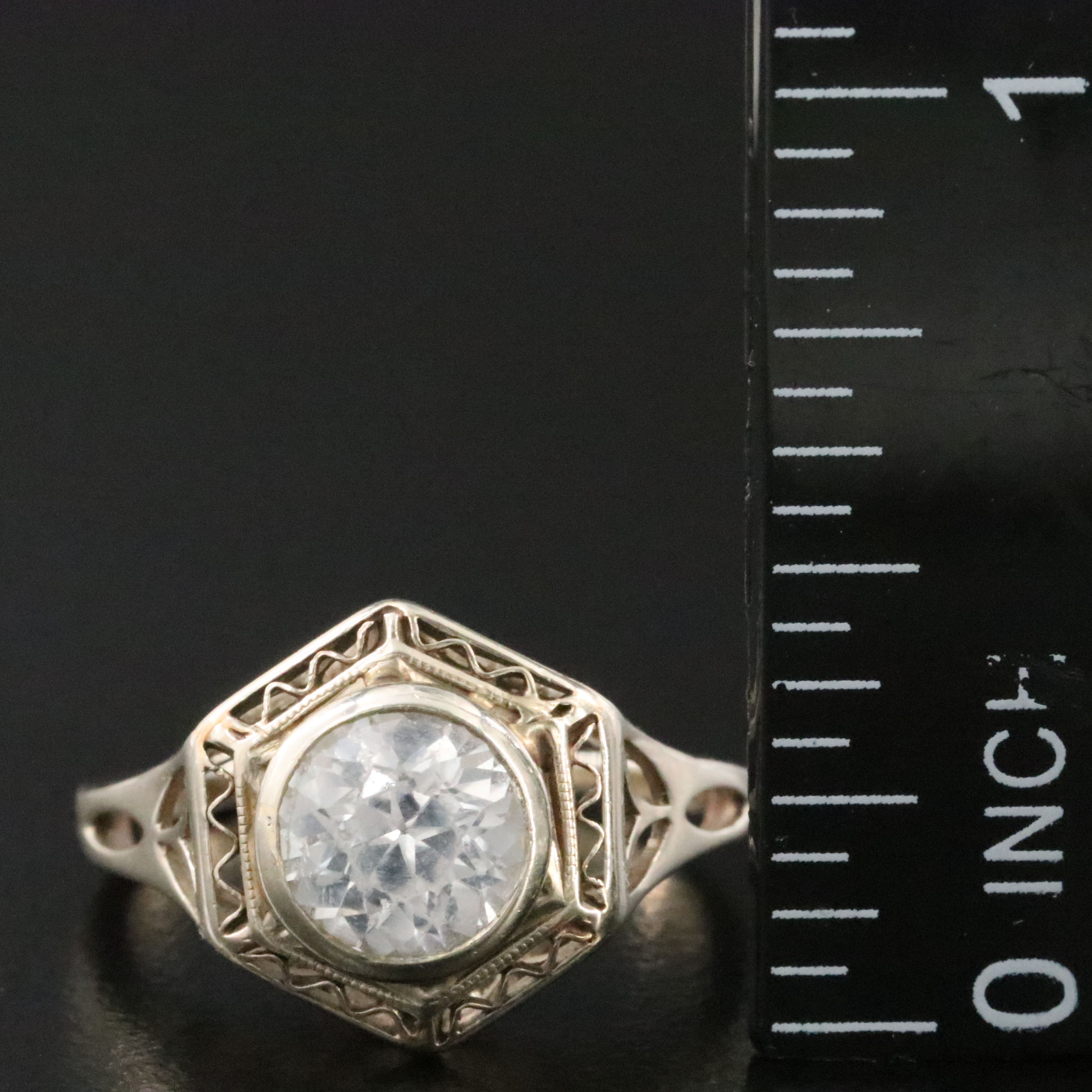 Antique 14K White Sapphire Ring