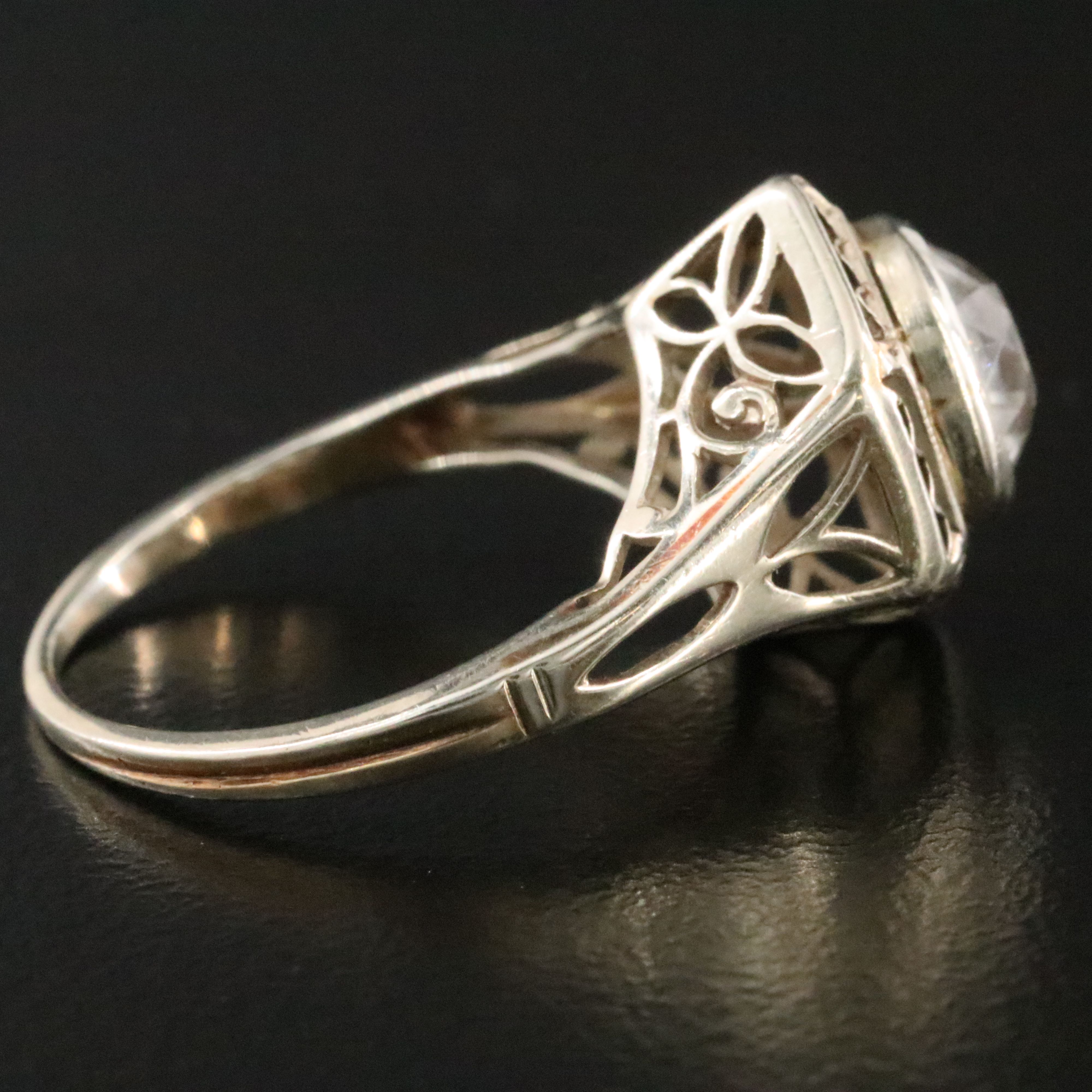 Antique 14K White Sapphire Ring