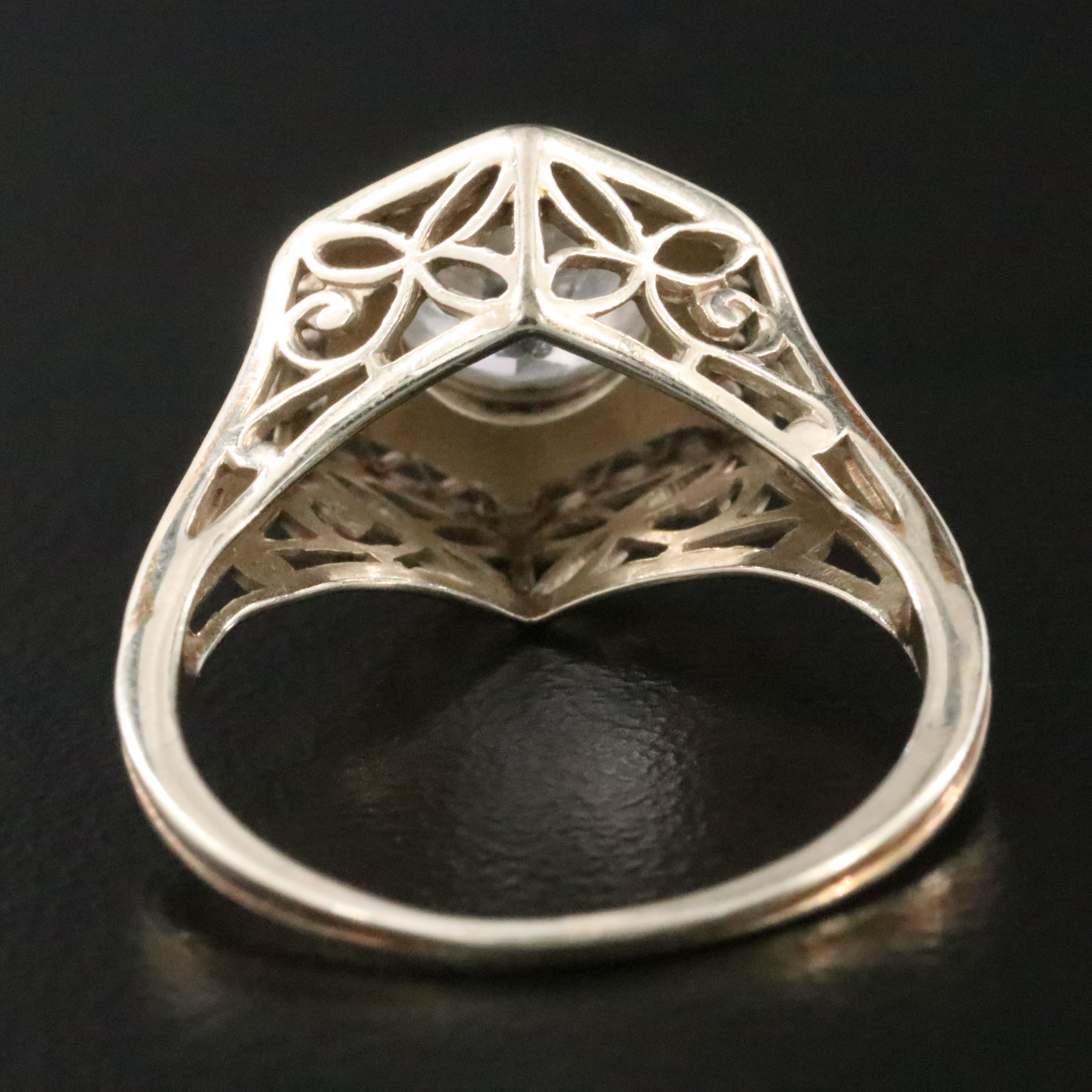 Antique 14K White Sapphire Ring