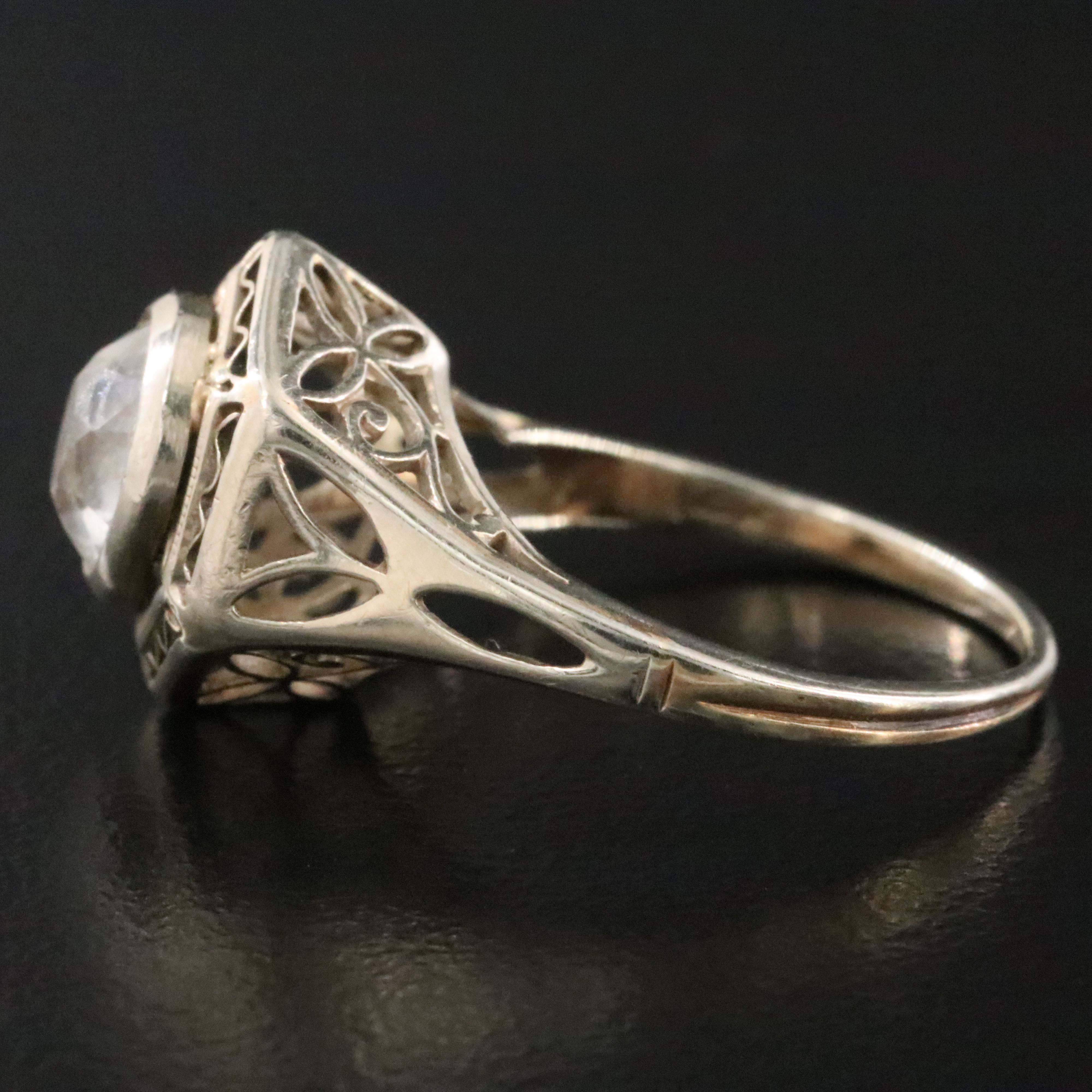 Antique 14K White Sapphire Ring