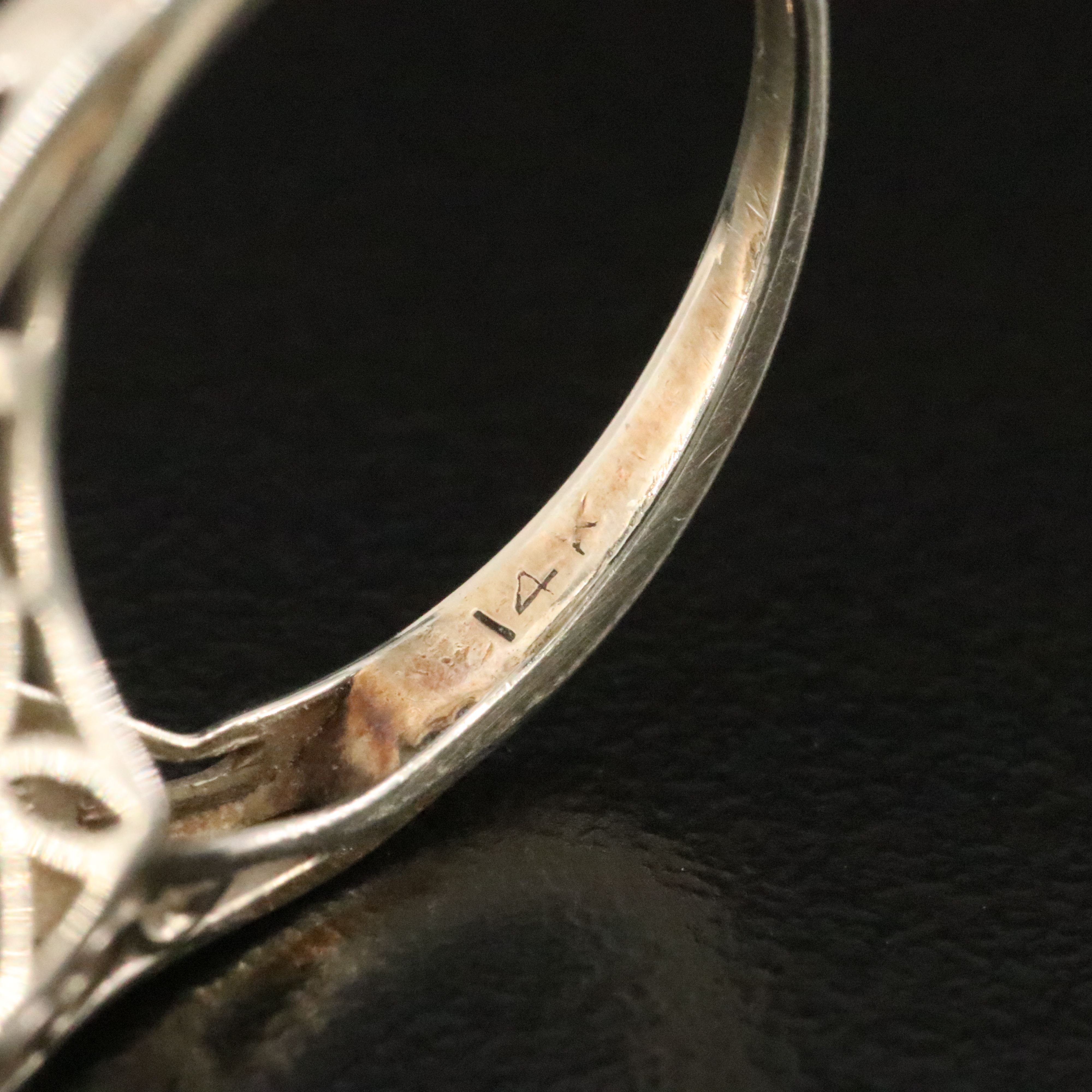 Antique 14K White Sapphire Ring