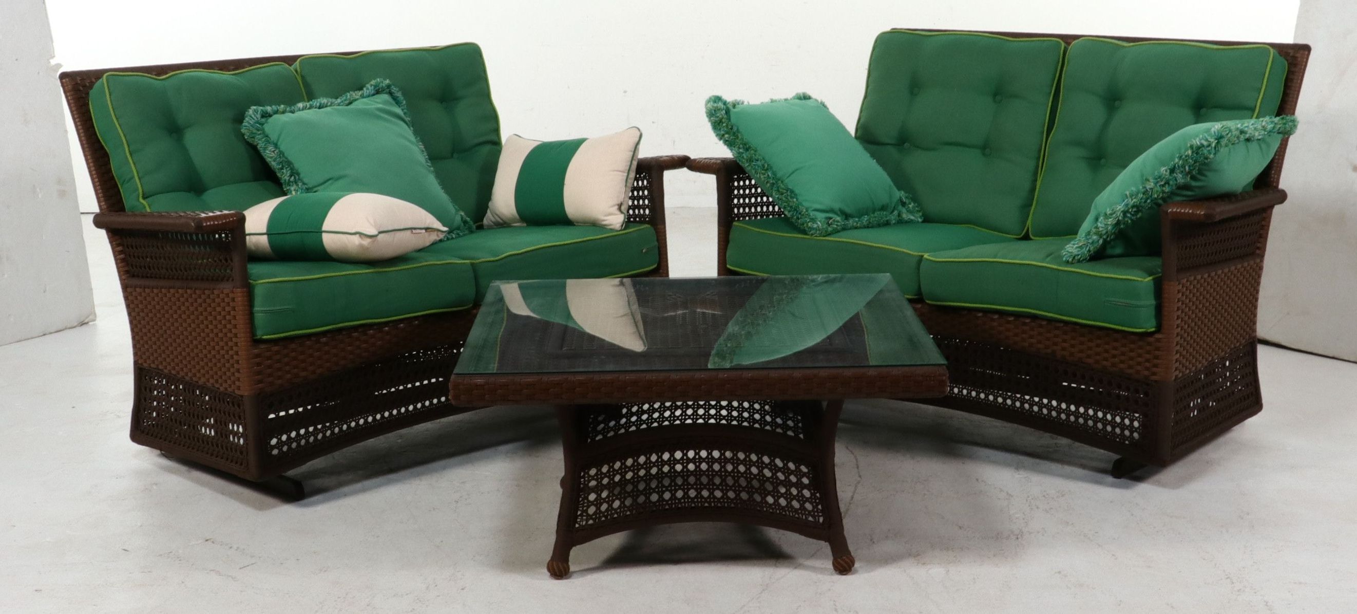 Lloyd Flanders Lloyd Loom All-Weather PE Patio Gliders and Coffee Table