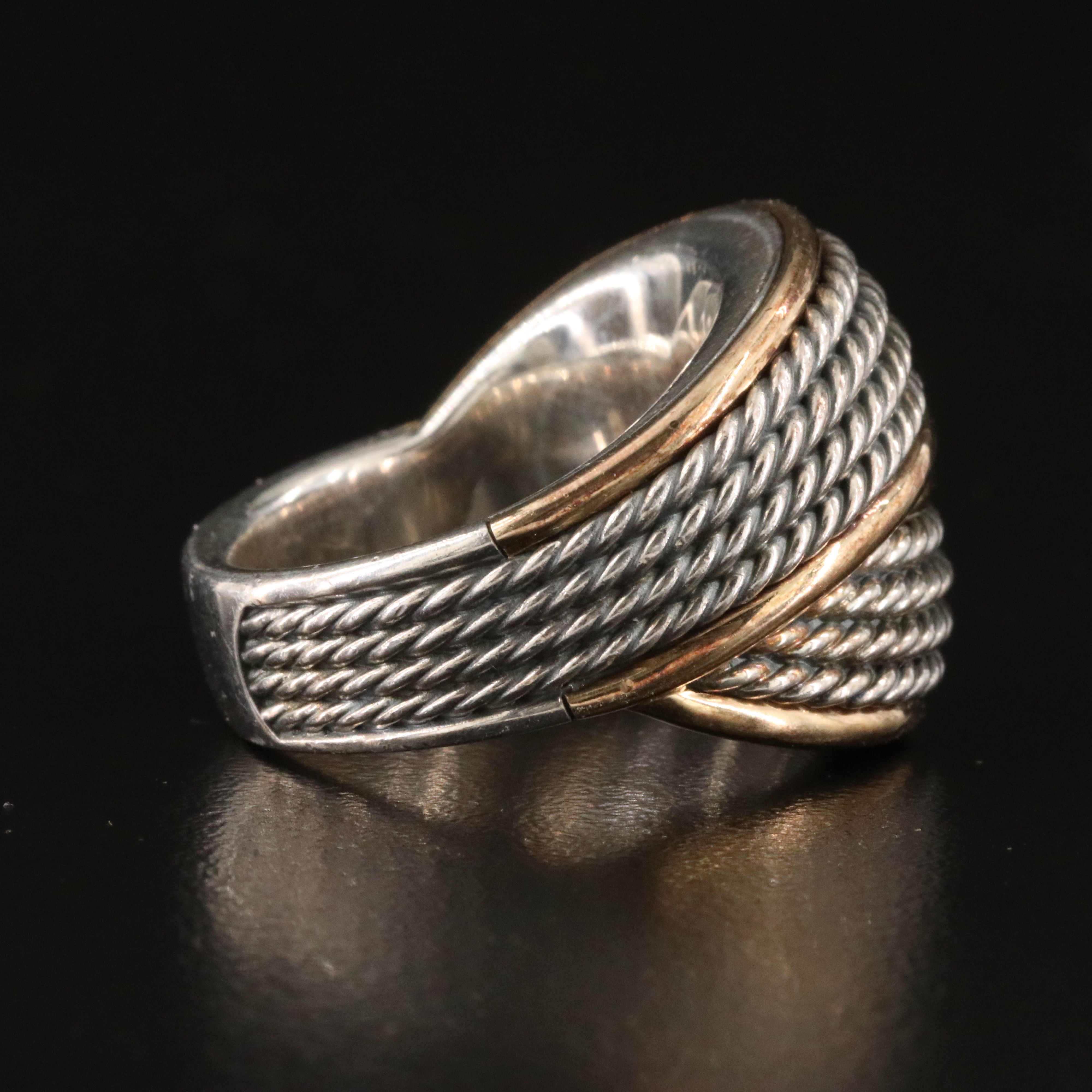 David Yurman Origami Sterling and 18K Rose Gold Ring