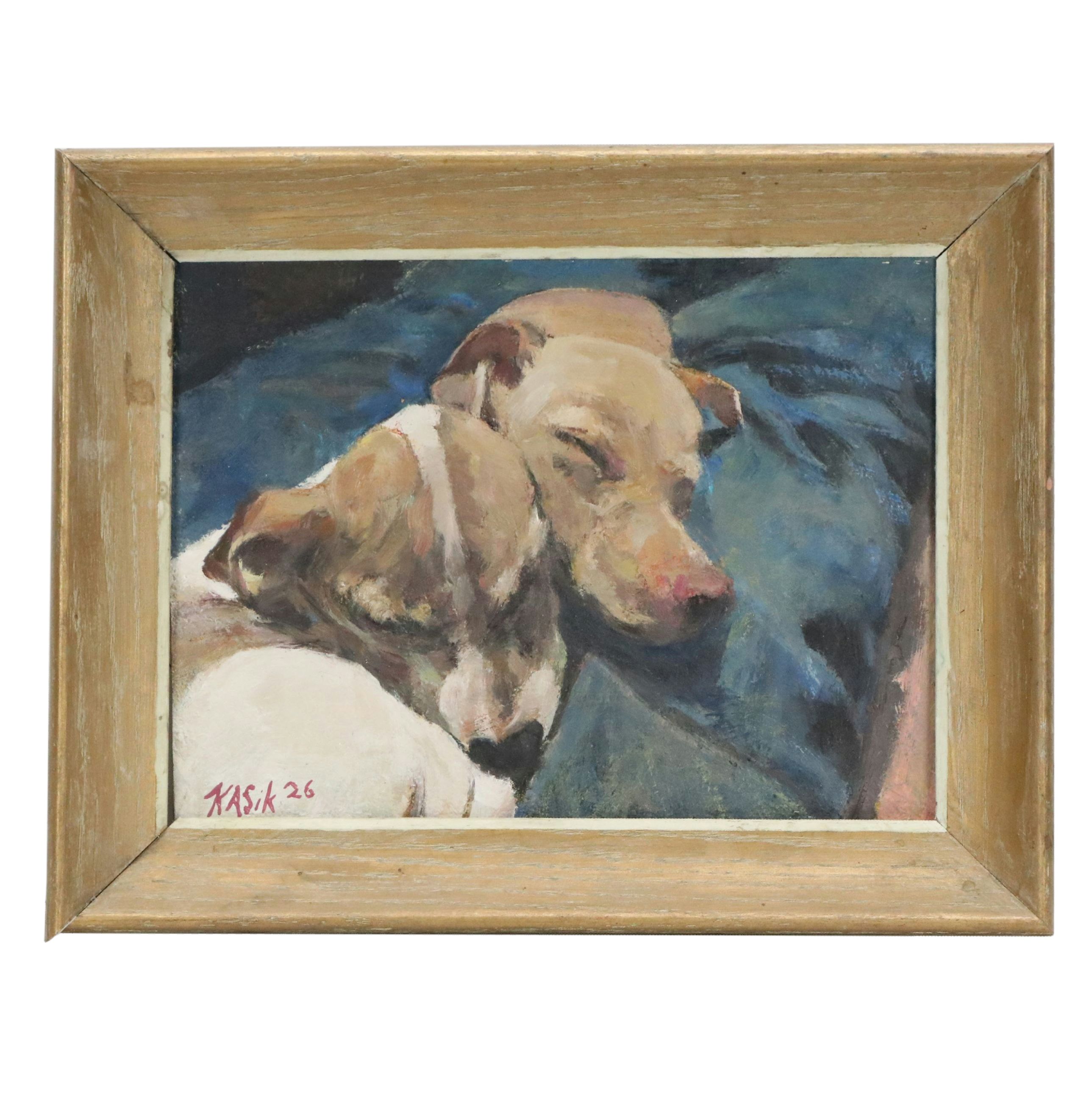 Kevin Kasik Oil Painting of Sleeping Puppies, 2026