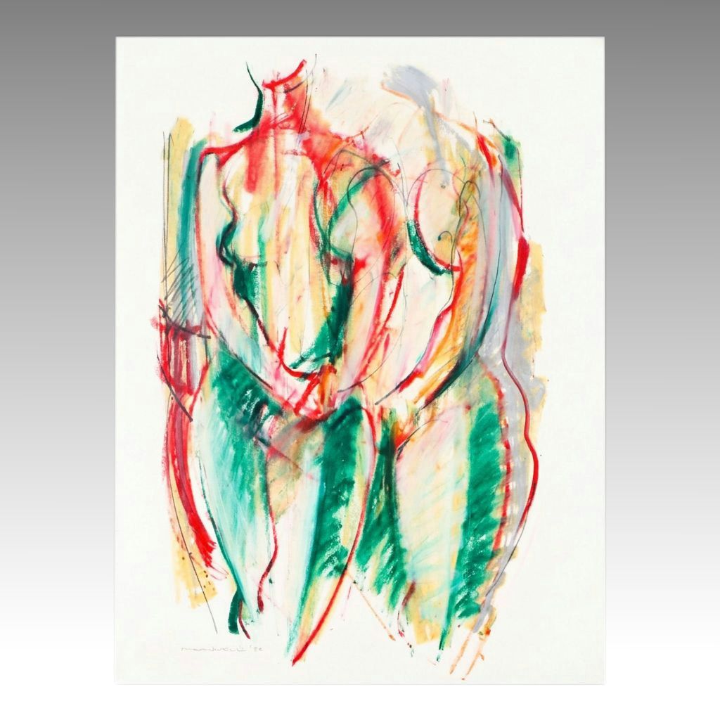 Jack Meanwell Mixed Media Drawing: Figurative Abstract, 1984