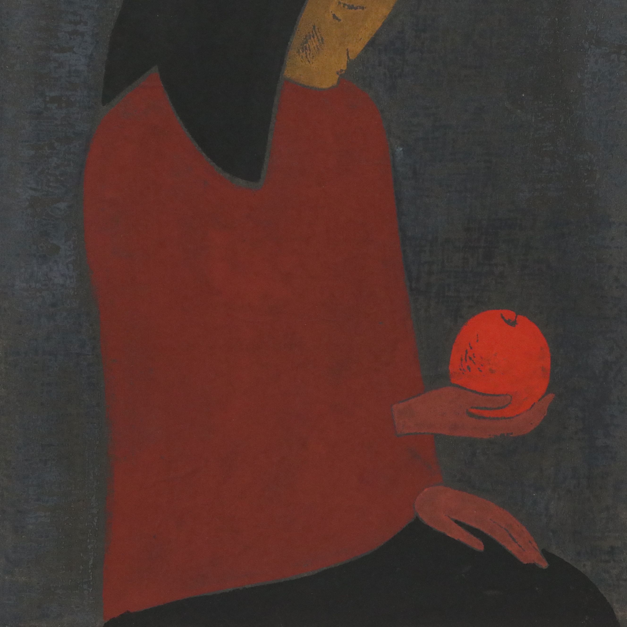 Kiyoshi Saitō Japanese Modernist Color Woodblock Print "Red Fruit," 1955