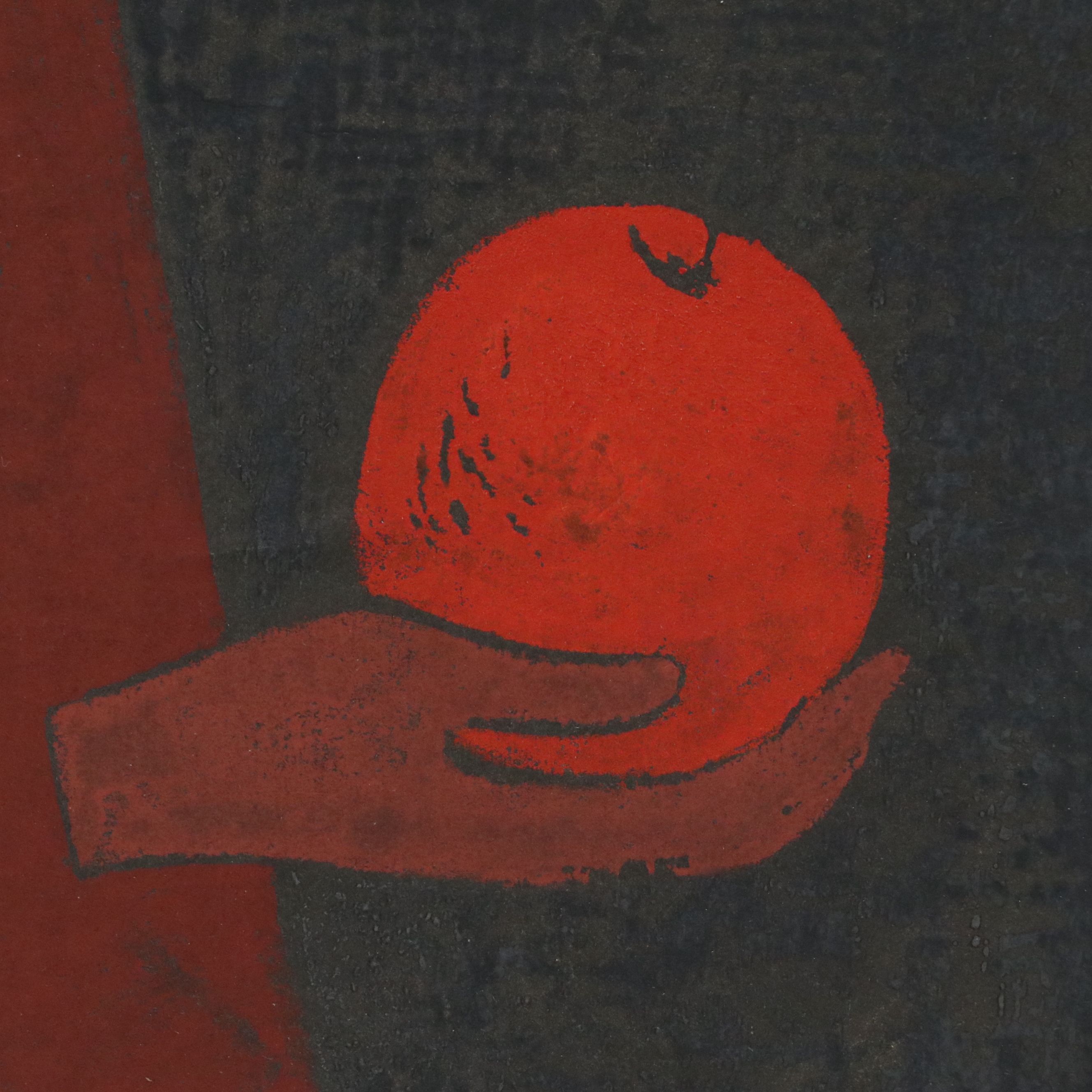 Kiyoshi Saitō Japanese Modernist Color Woodblock Print "Red Fruit," 1955