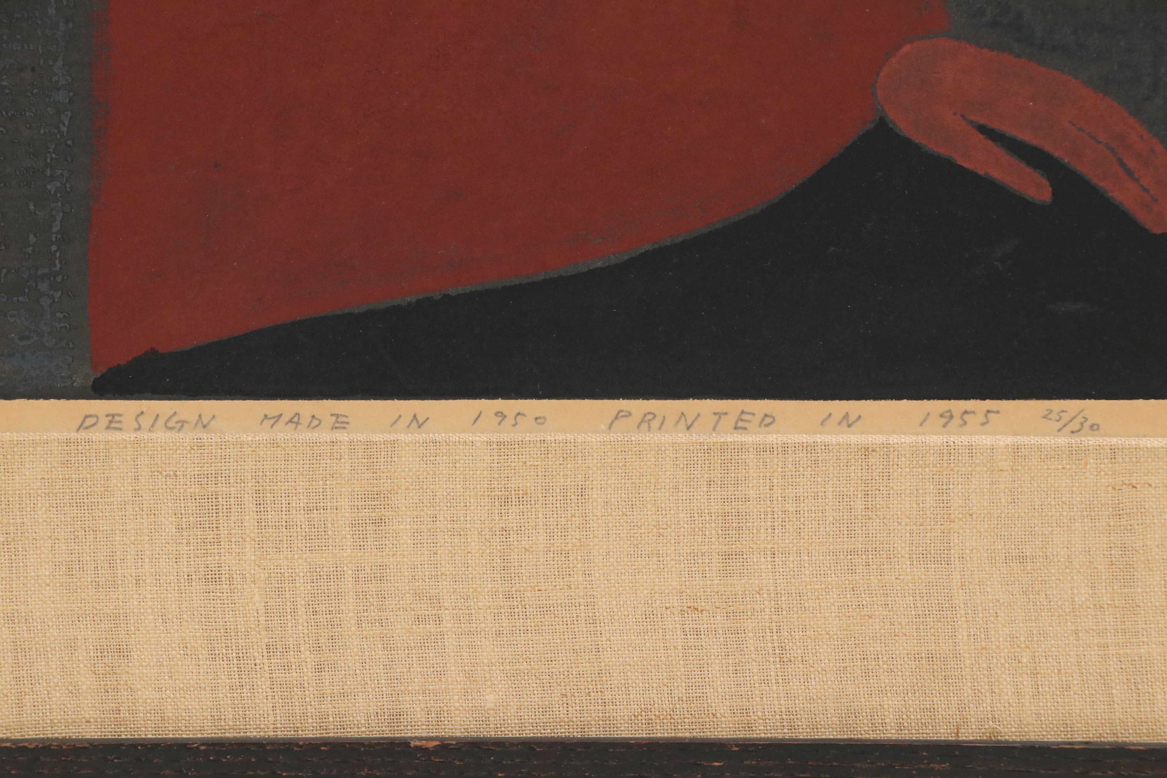 Kiyoshi Saitō Japanese Modernist Color Woodblock Print "Red Fruit," 1955