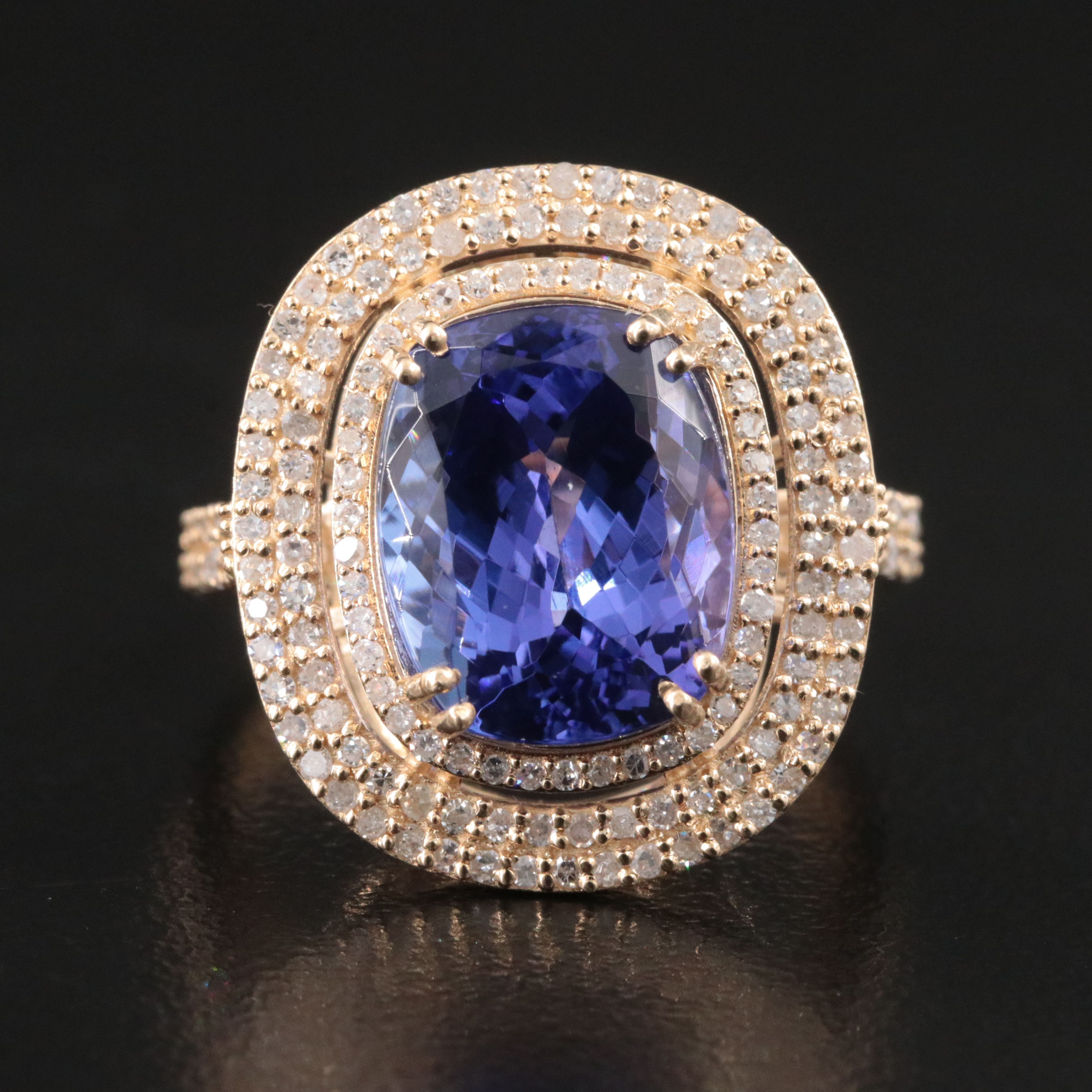14K 4.81 CT Tanzanite and Diamond Ring