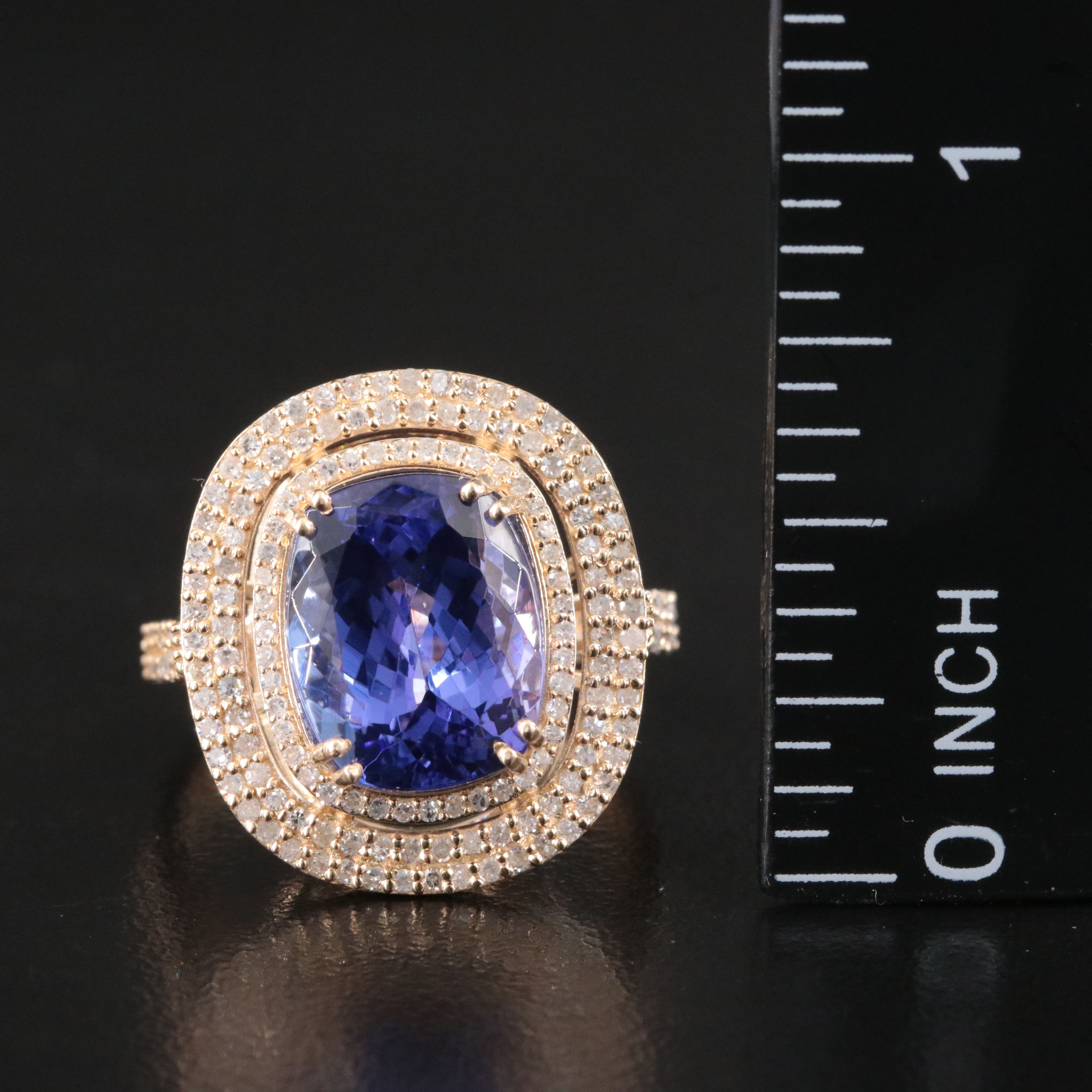 14K 4.81 CT Tanzanite and Diamond Ring