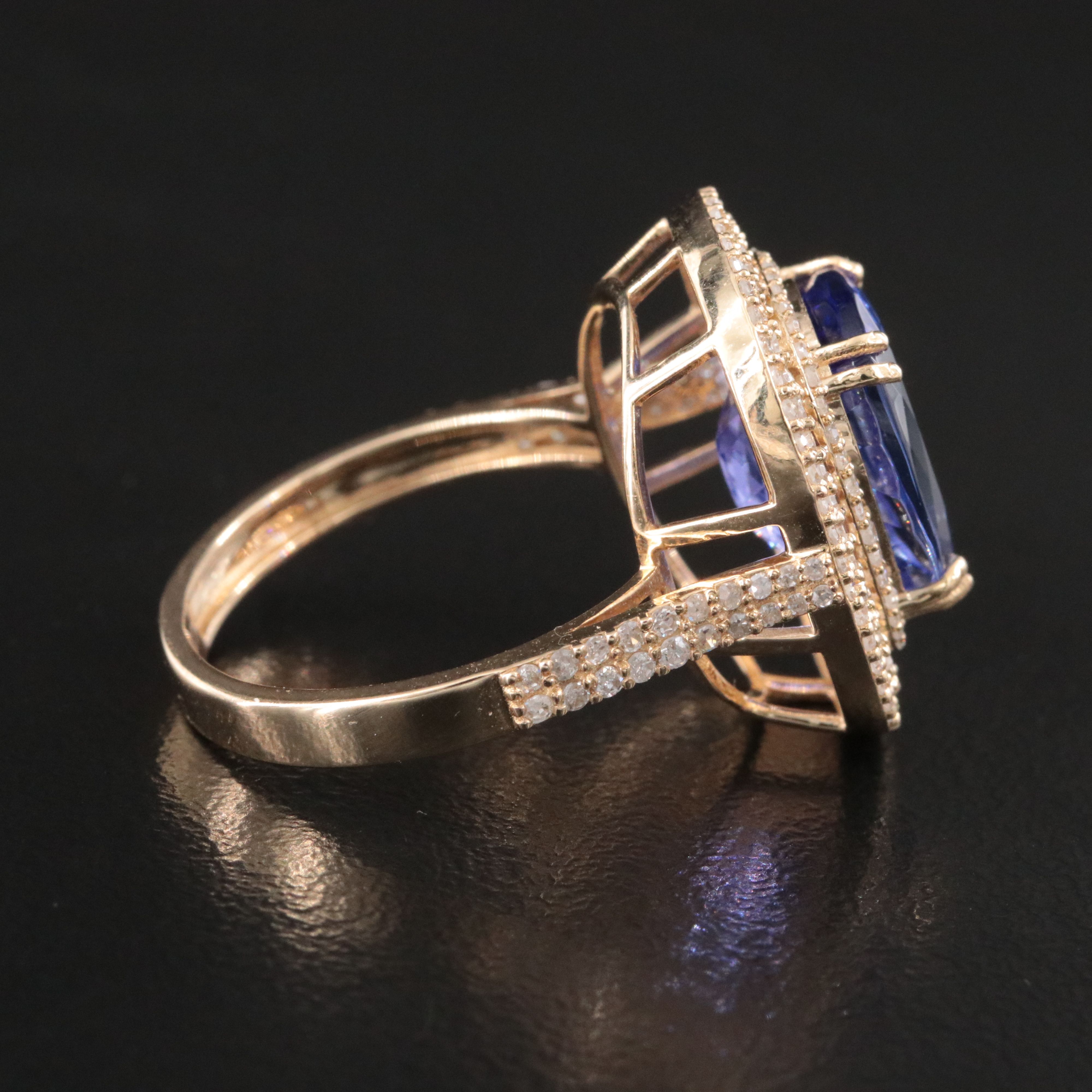 14K 4.81 CT Tanzanite and Diamond Ring