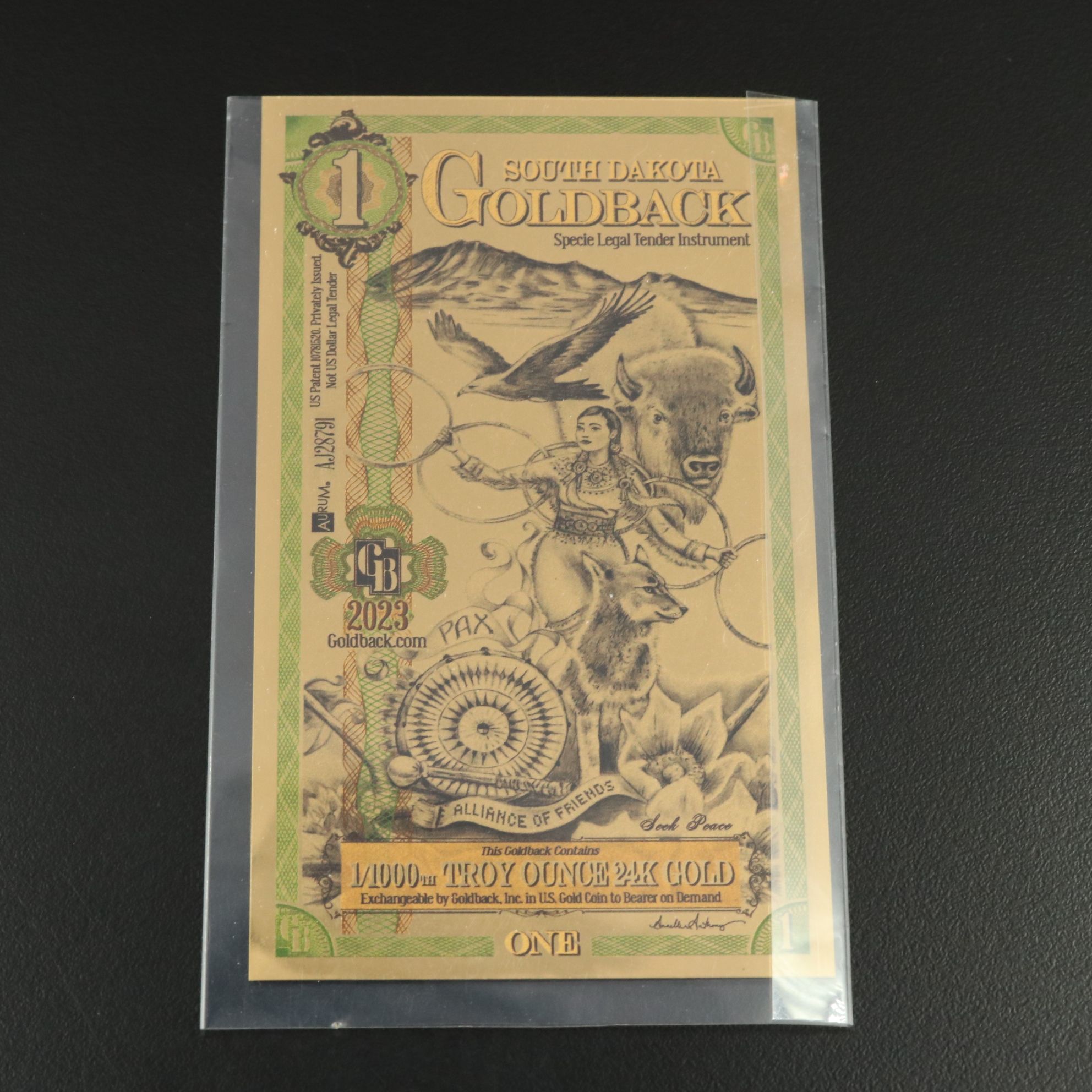 One-Quarter Grain Fine Gold Ingot and 24K Gold-Infused Novelty Currency Note