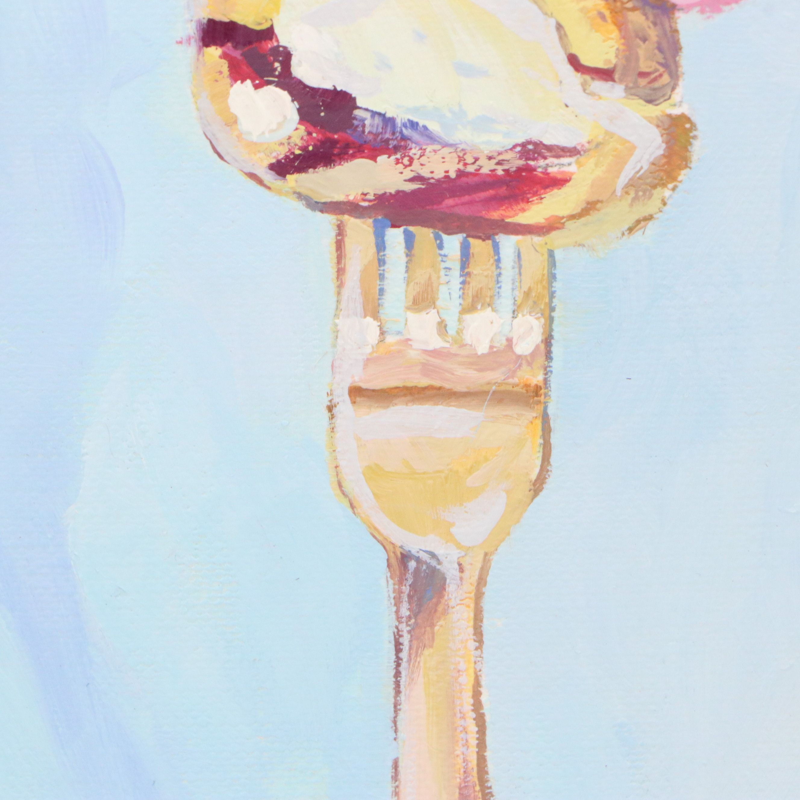 Lora Pampkin Still Life Oil Painting of the Perfect Bite on Fork, 21st Century