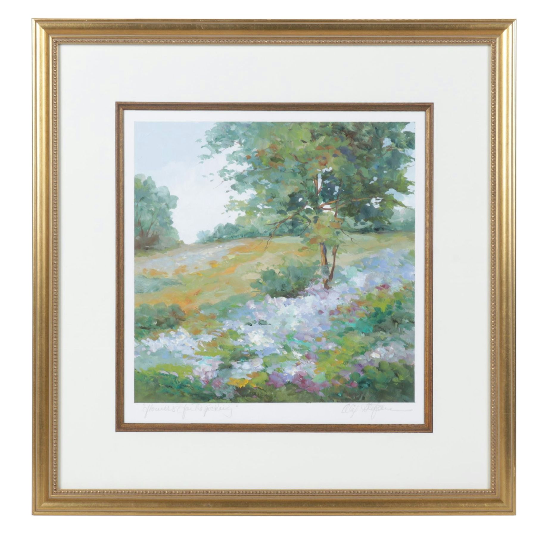 Alix Stefan Impressionist Acrylic Painting "Flowers for the Picking"