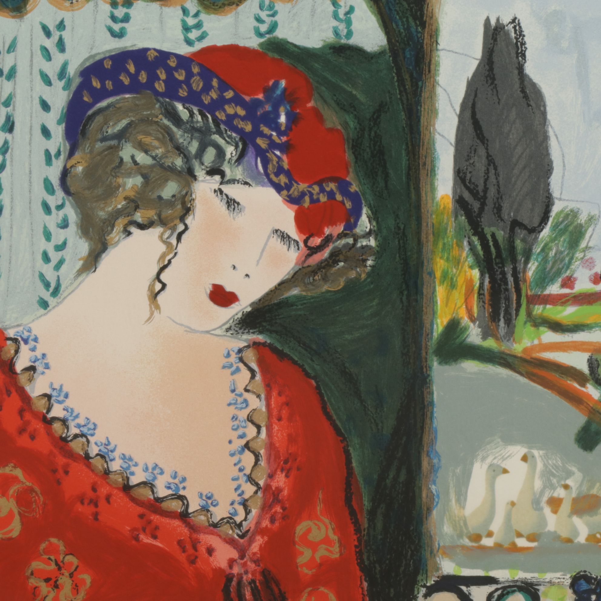 Bracha Guy Impressionist Serigraph "Lady with Landscape", Late 20th Century