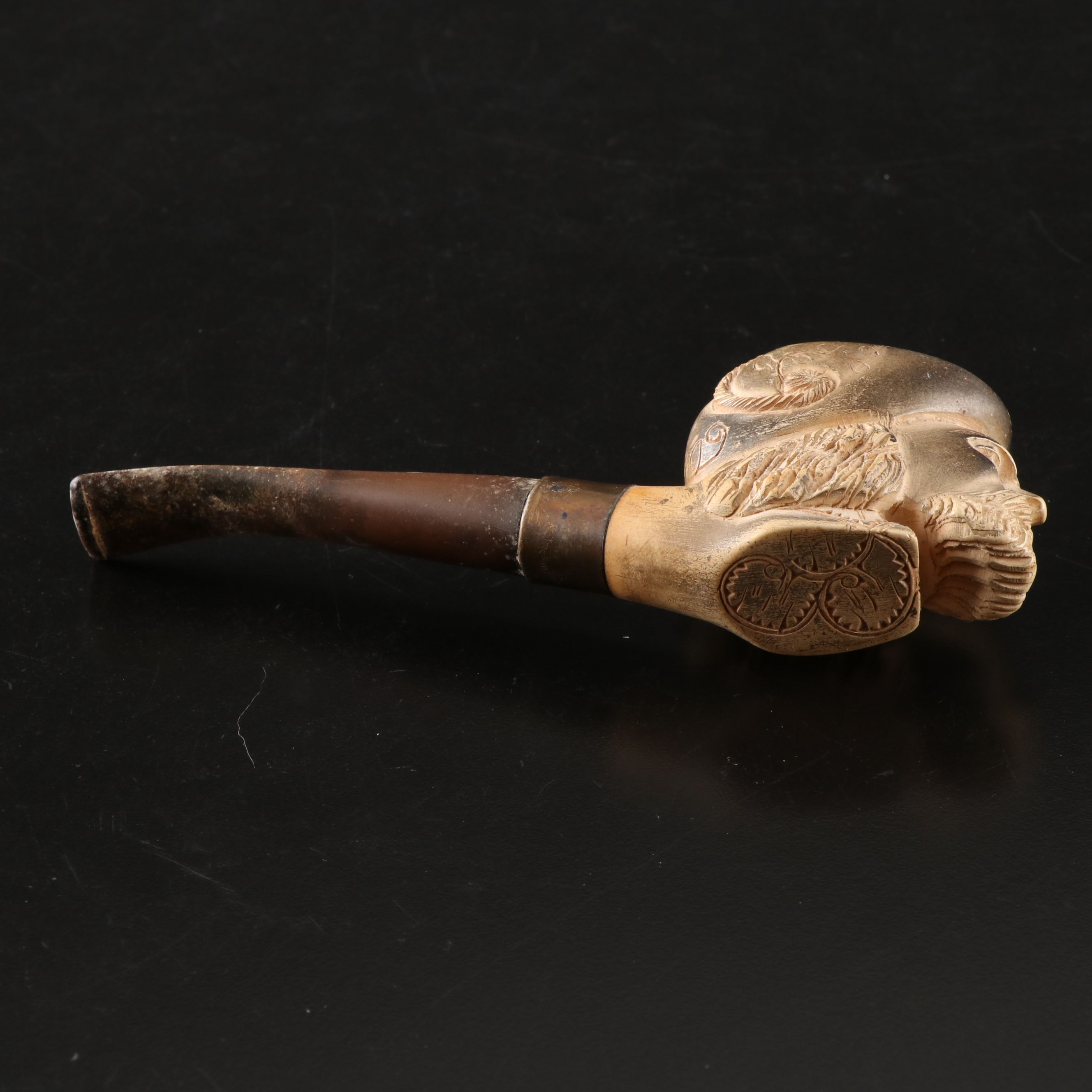 Sterling Banded and Other Figural Carved Meerschaum Pipes