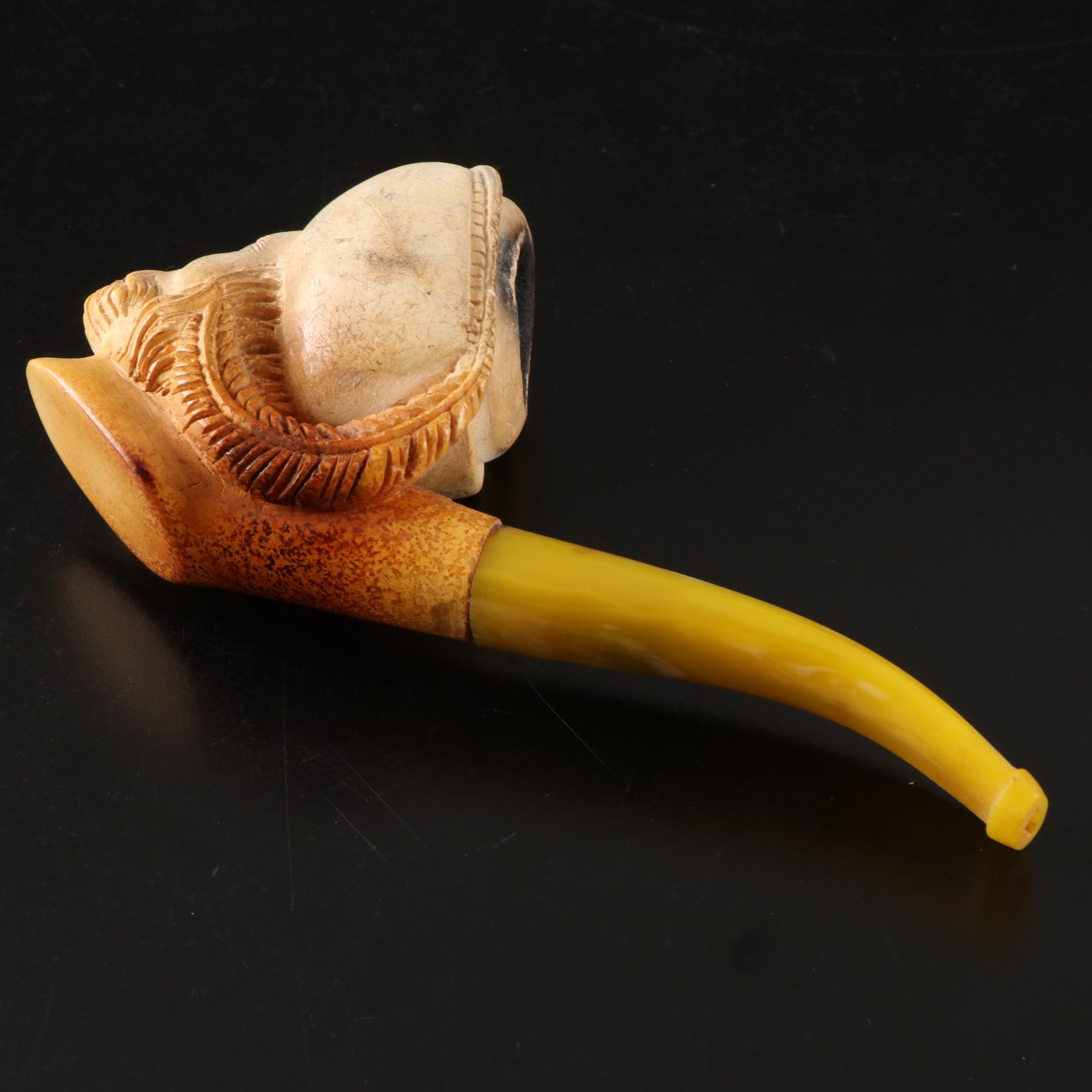 Sterling Banded and Other Figural Carved Meerschaum Pipes