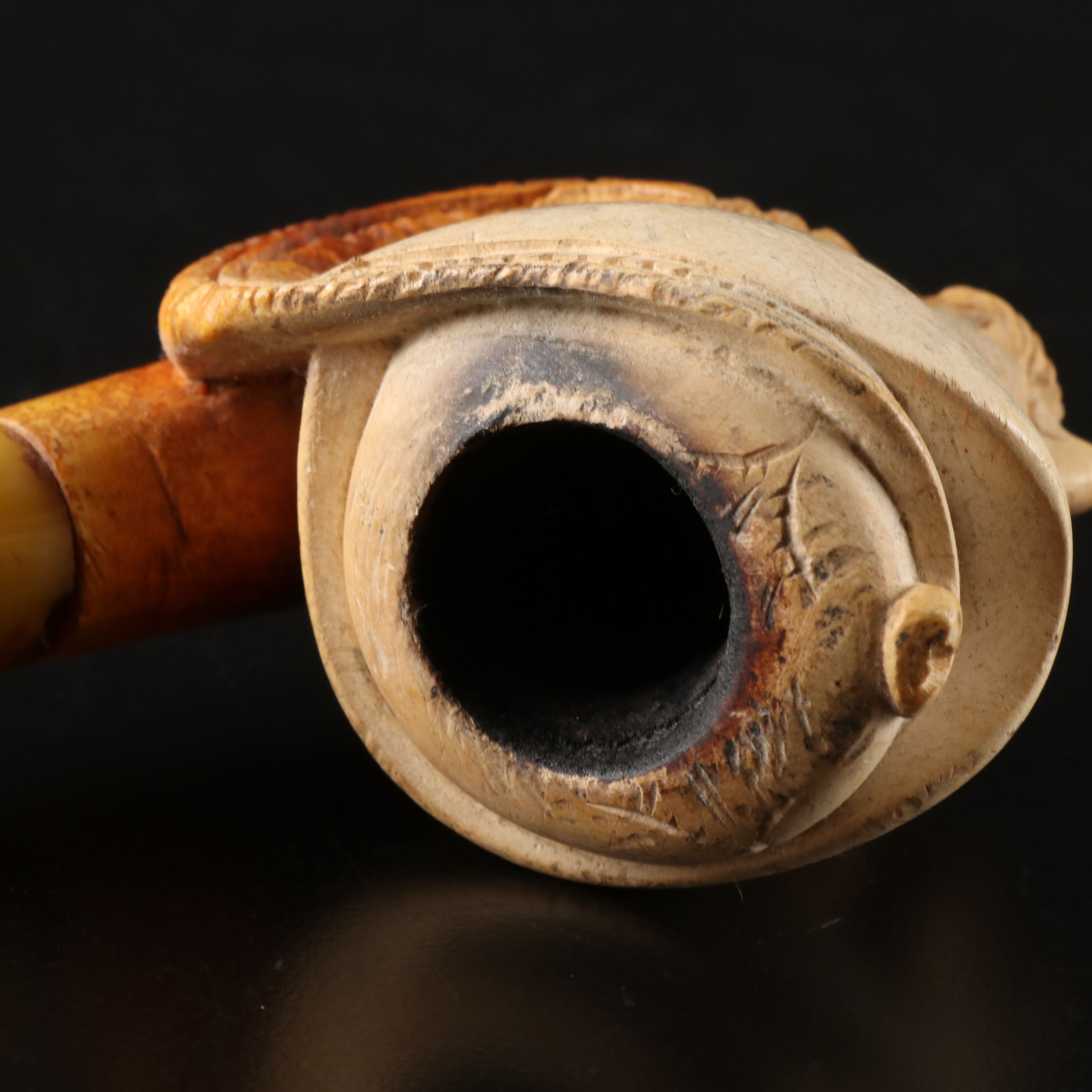 Sterling Banded and Other Figural Carved Meerschaum Pipes