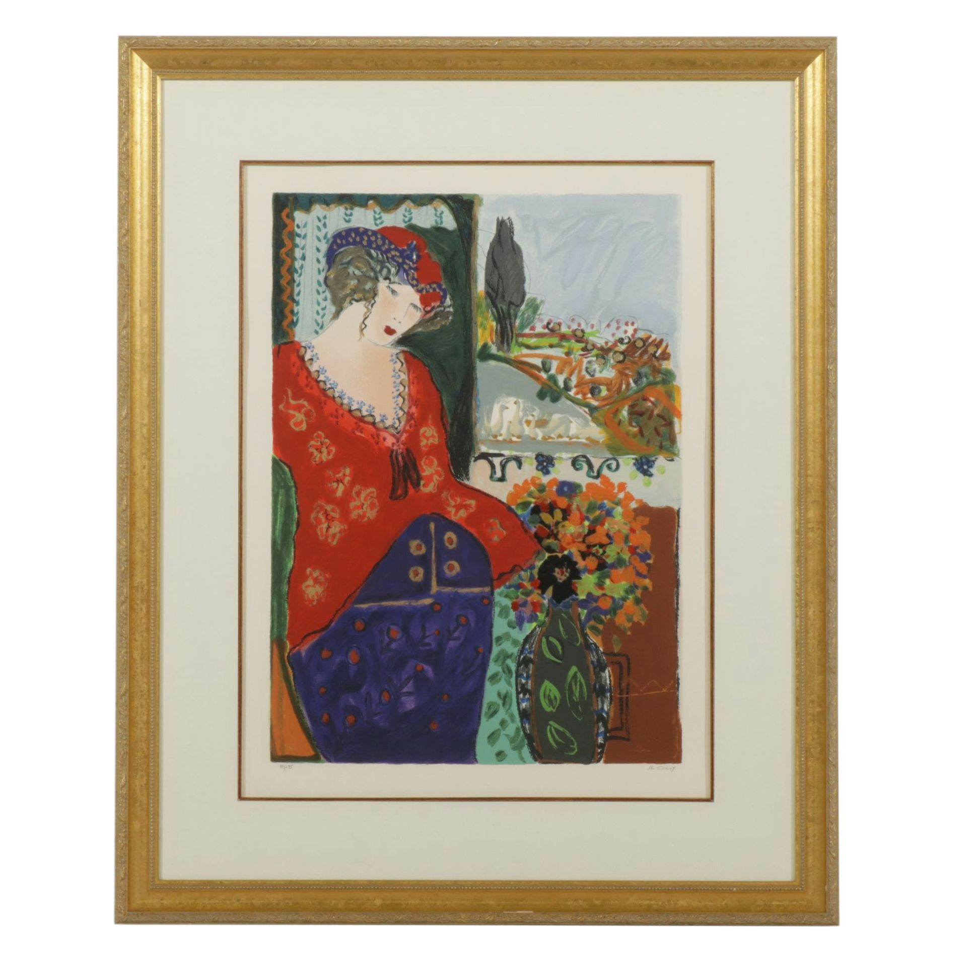 Bracha Guy Impressionist Serigraph "Lady with Landscape", Late 20th Century