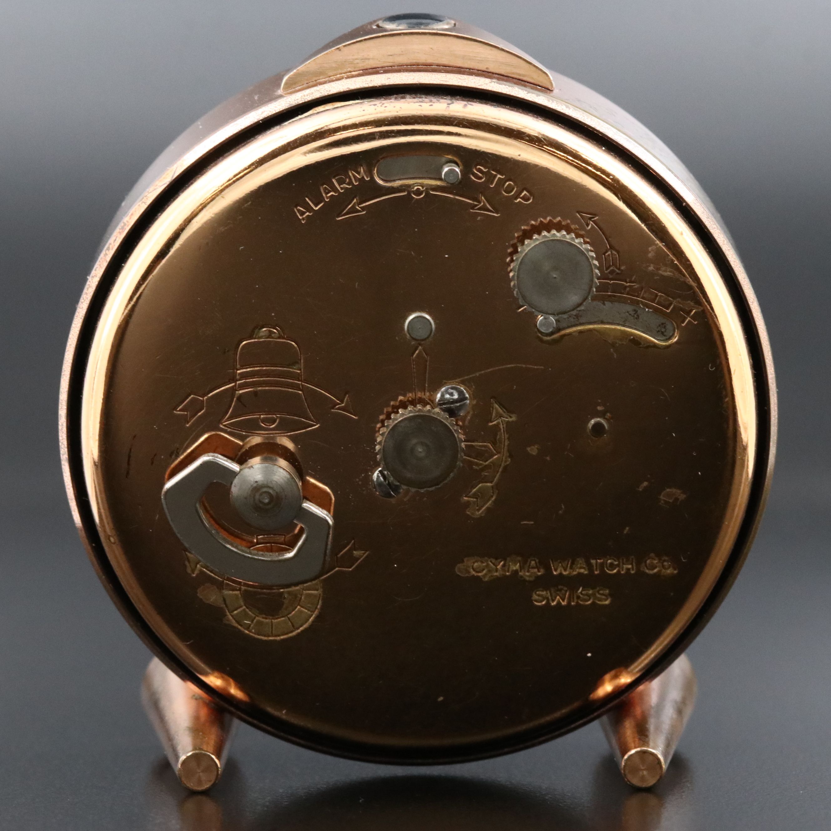 Cyma Retro Style Rose Tone Wind Up Travel Alarm Clock