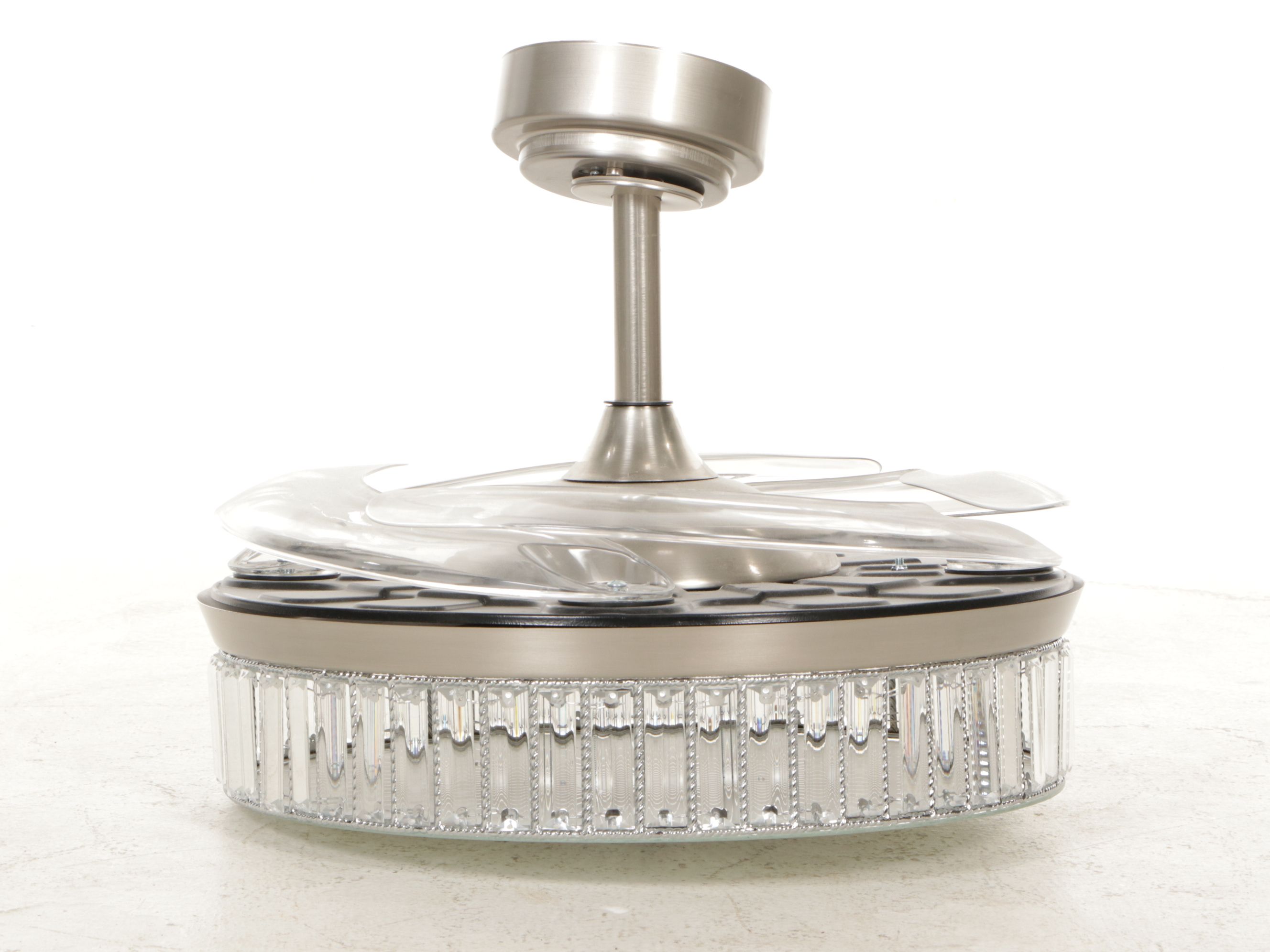 Pair of Integrated Ceiling Fan Crystal Pendant Fixtures