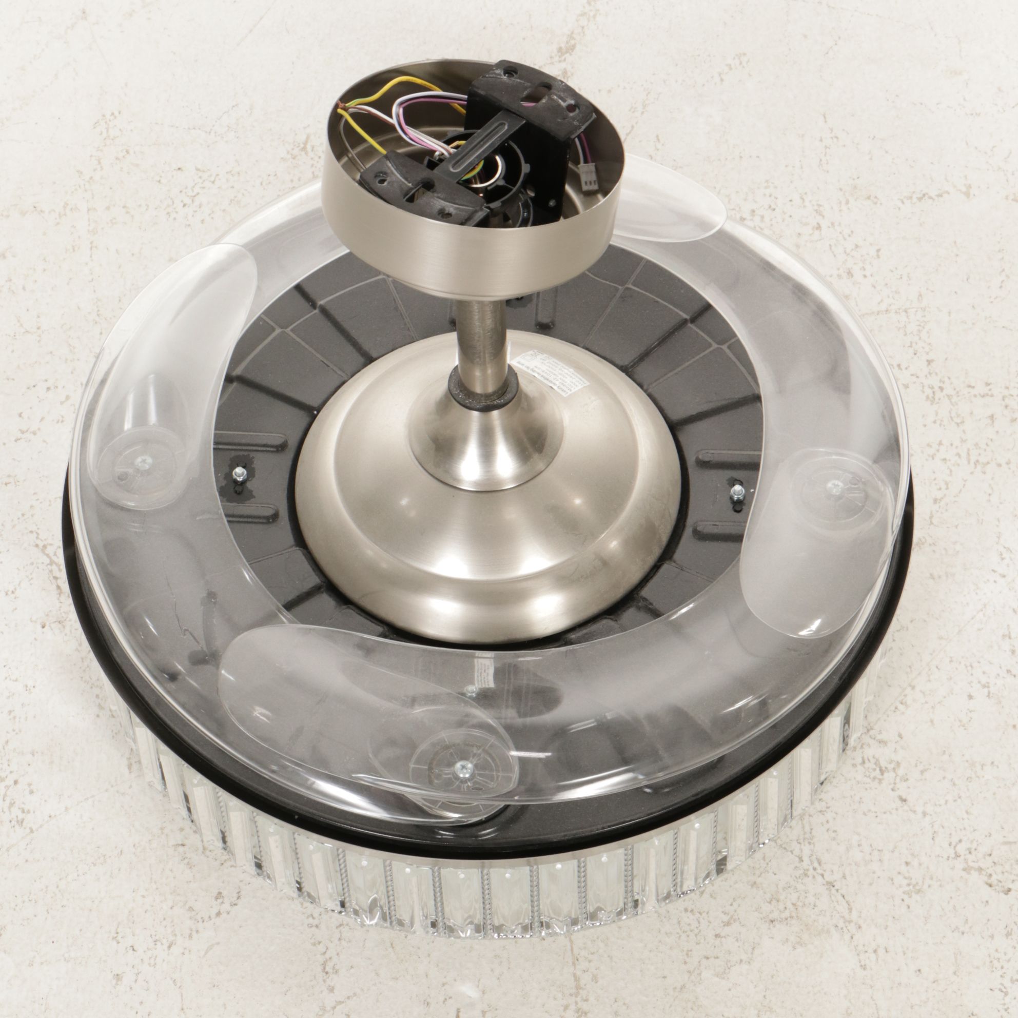 Pair of Integrated Ceiling Fan Crystal Pendant Fixtures