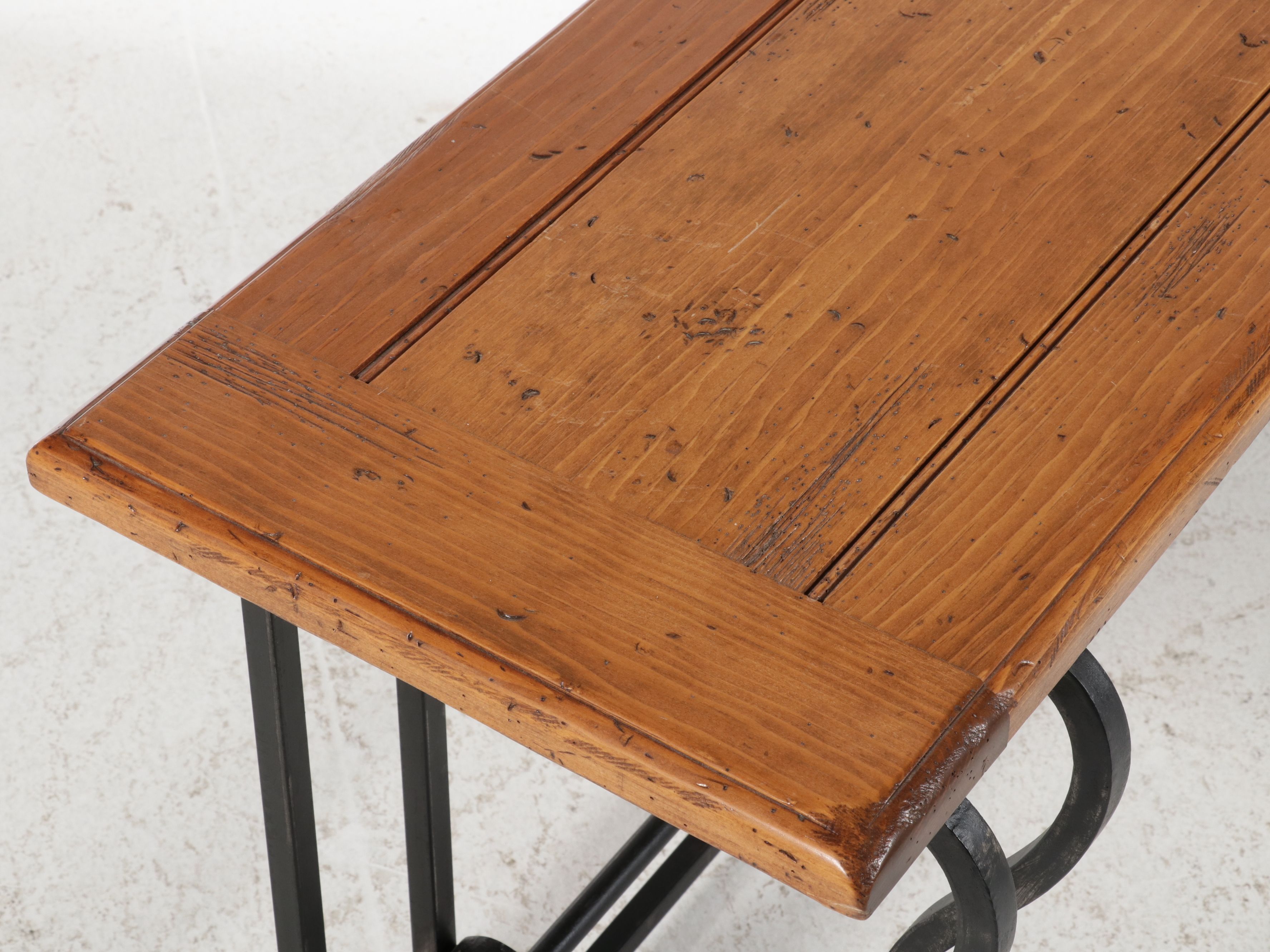 DeLuco Tuscan Style Wood and Wrought Iron Console Table, 21st Century