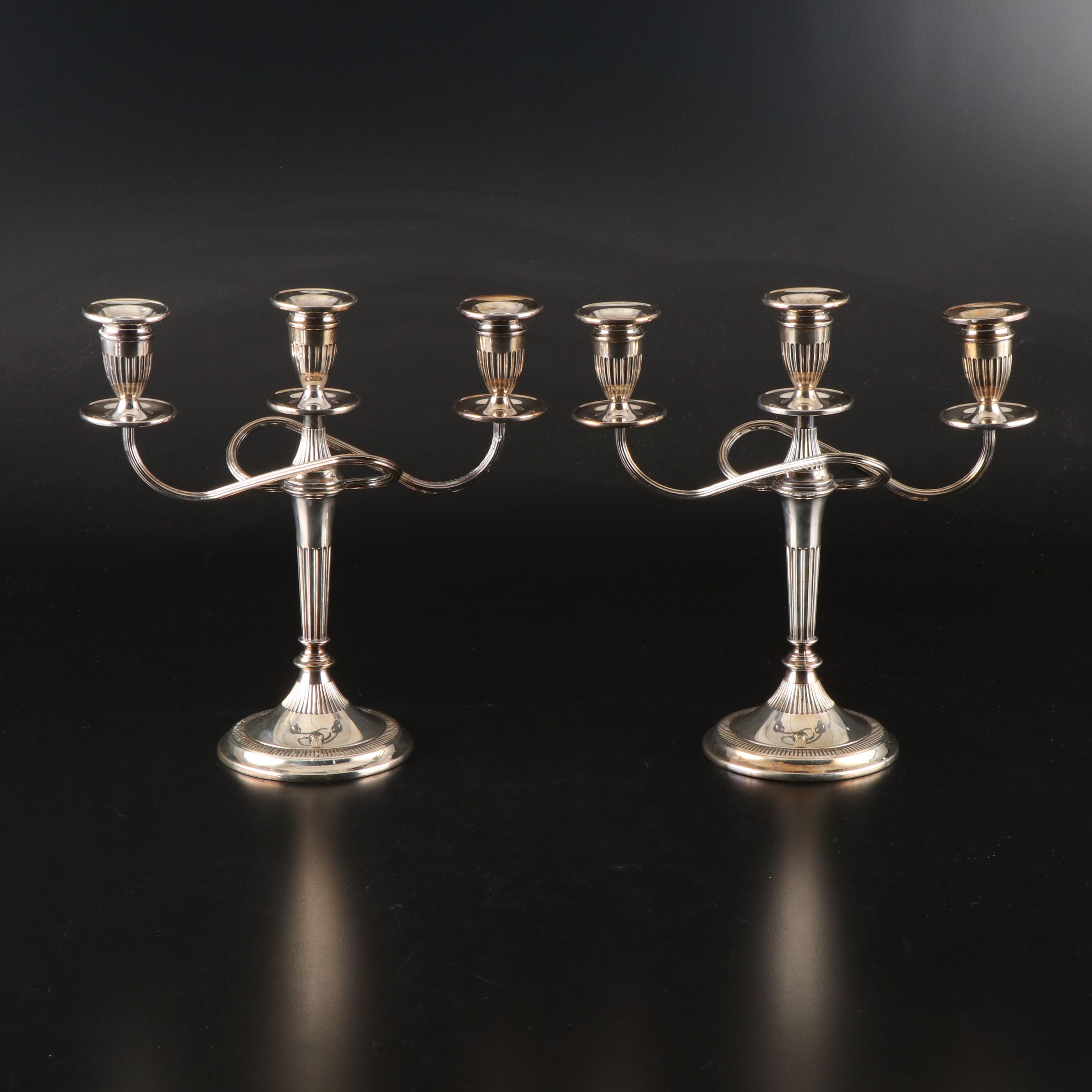 Pair of S. Kirk & Son Weighted Sterling Candelabra with Other Candle Holders