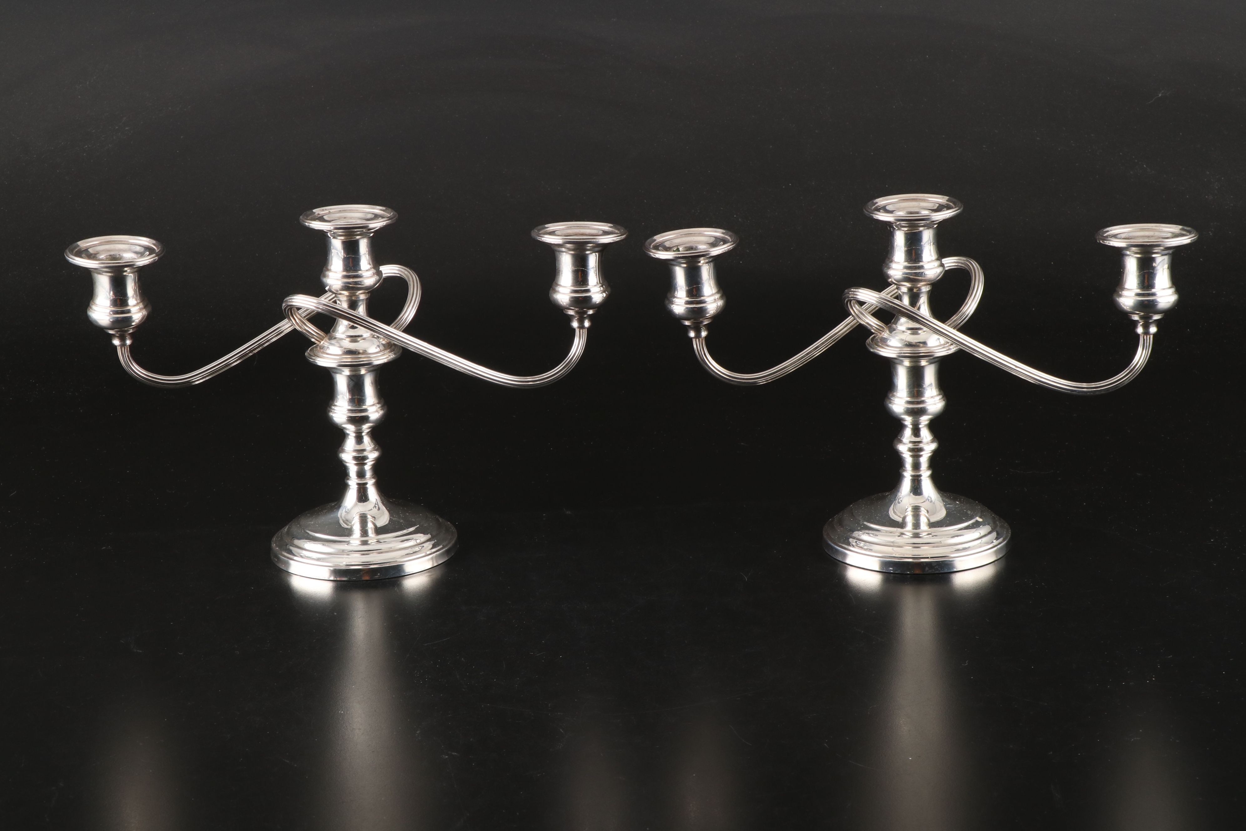 Pair of S. Kirk & Son Weighted Sterling Candelabra with Other Candle Holders