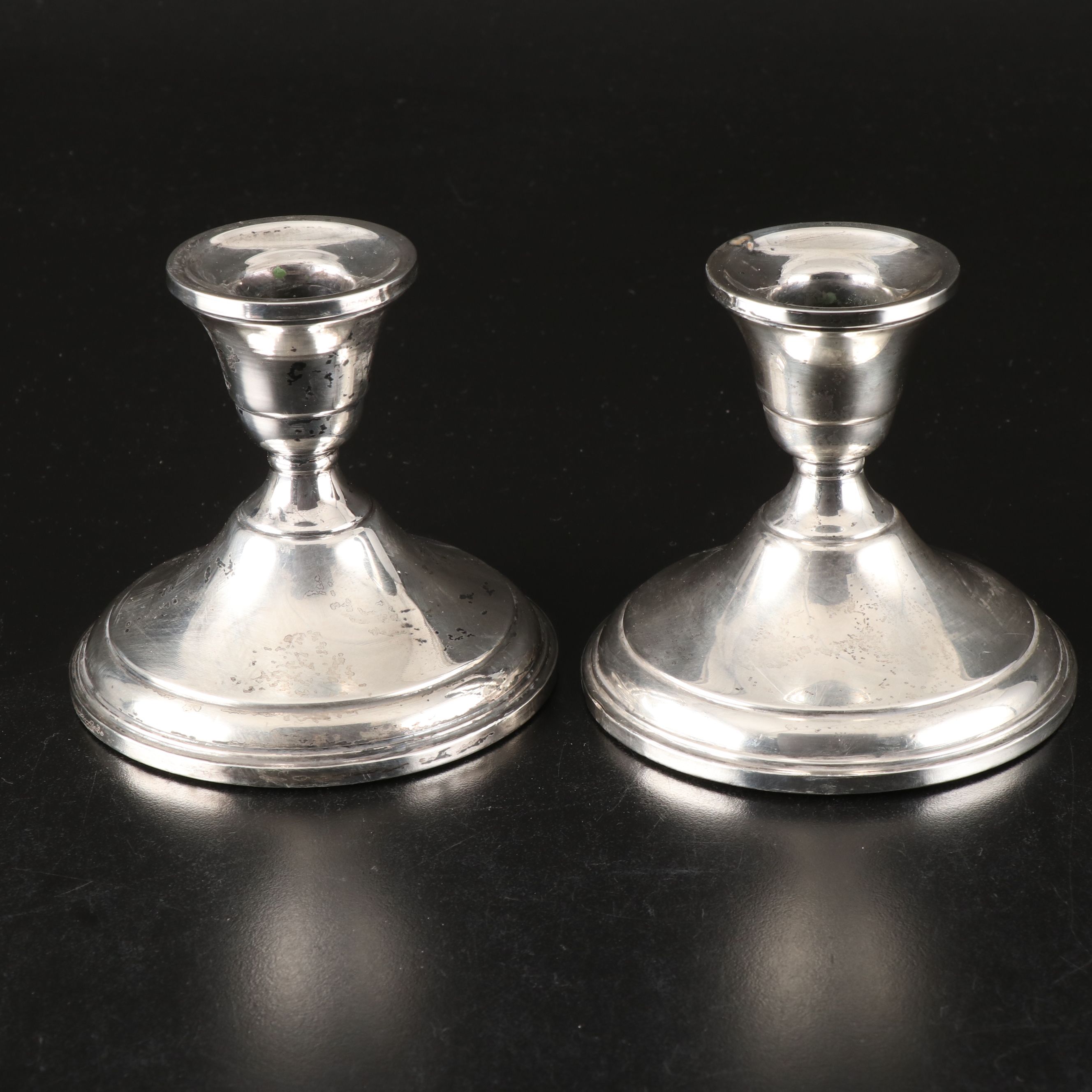 Pair of S. Kirk & Son Weighted Sterling Candelabra with Other Candle Holders