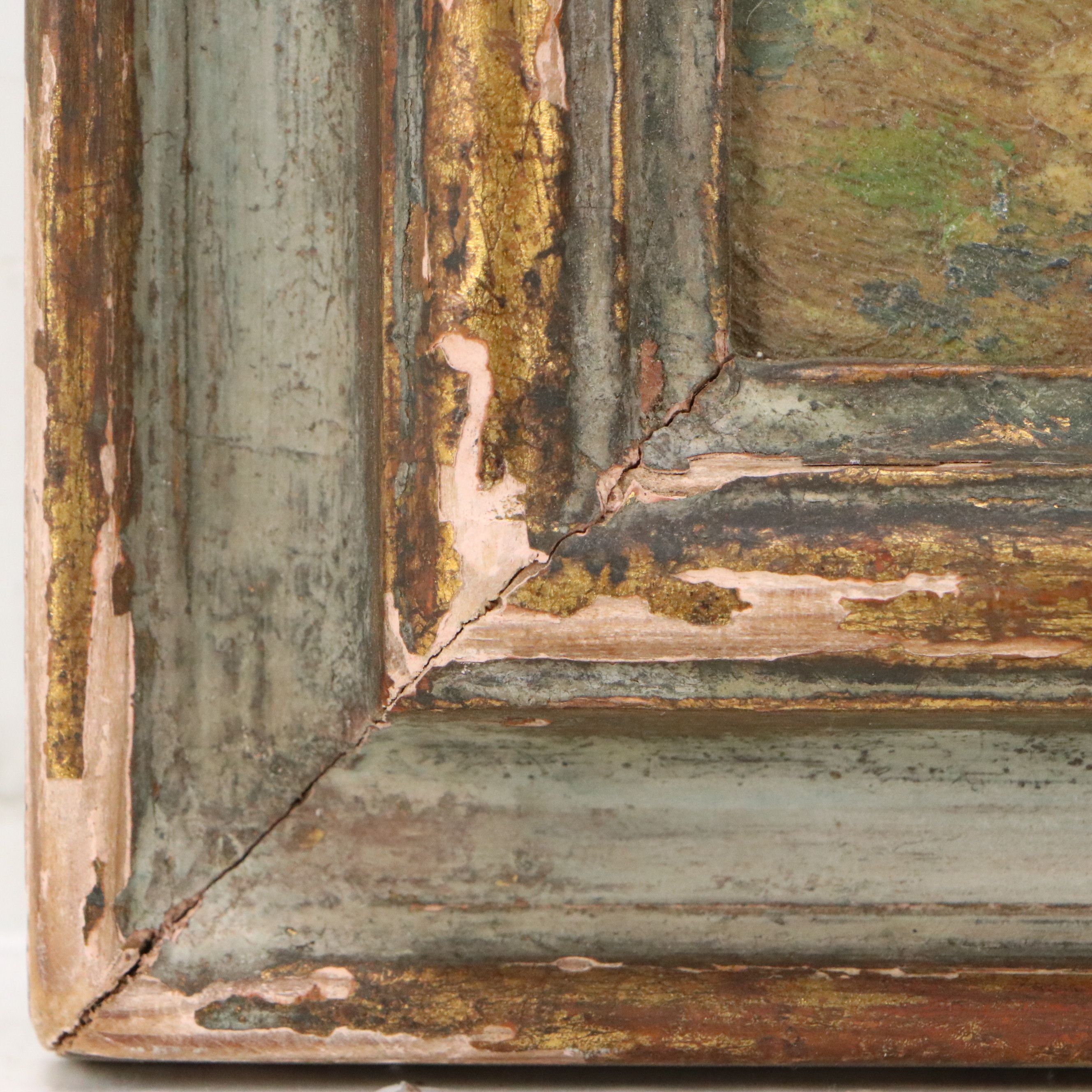 Impressionistic Oil Painting of Suburban Meadow with Figure, 20th Century