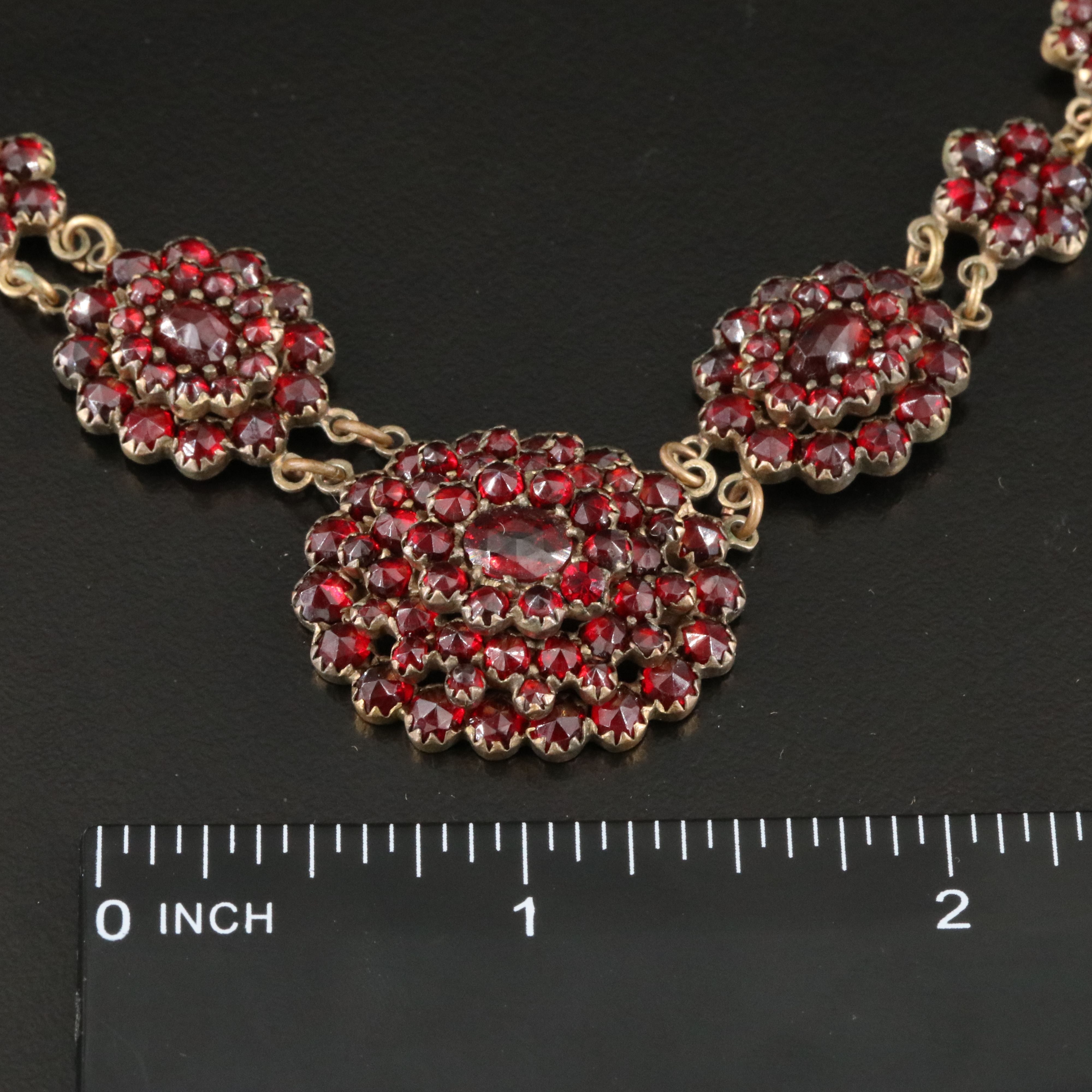 Czech 1920s Garnet Cluster Necklace
