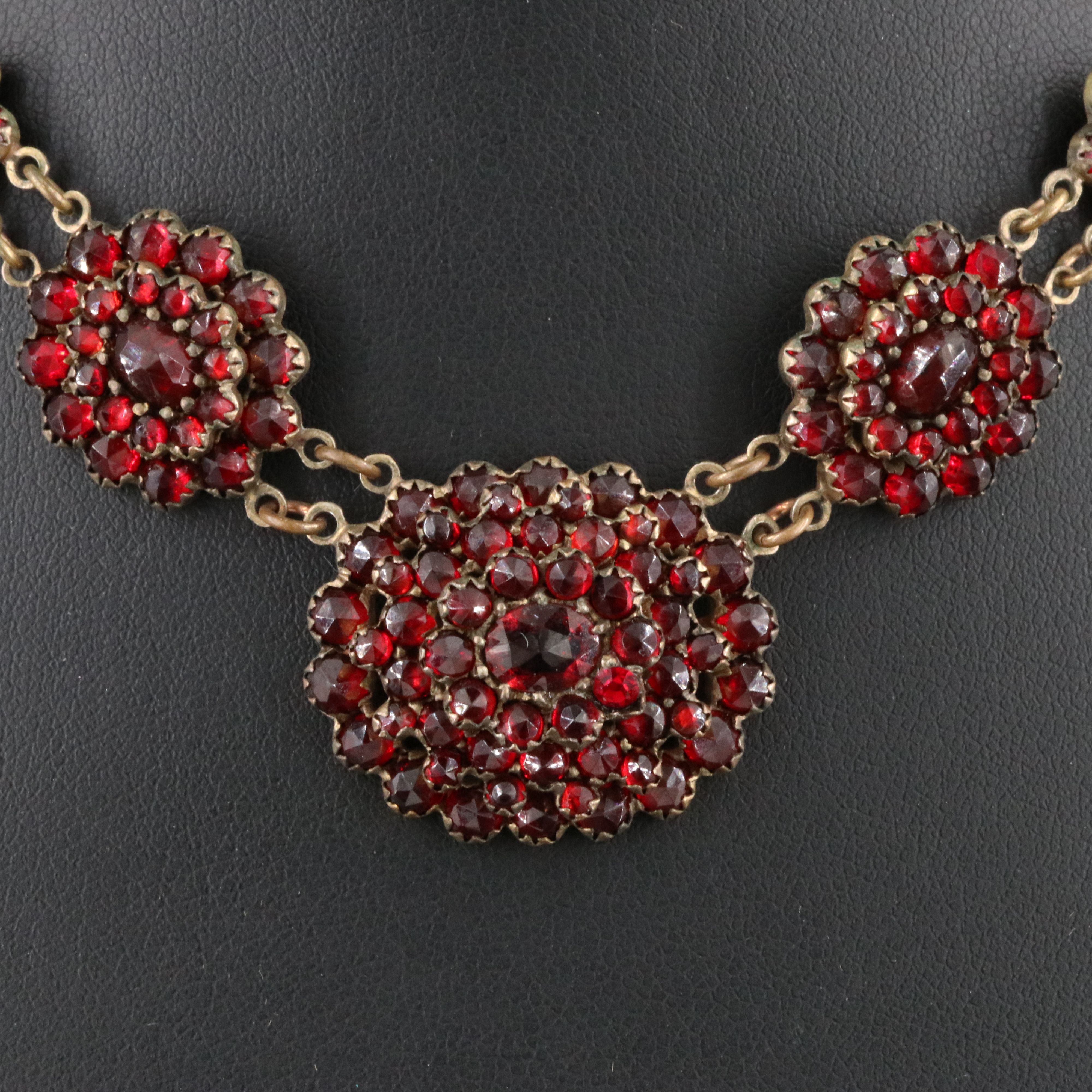 Czech 1920s Garnet Cluster Necklace
