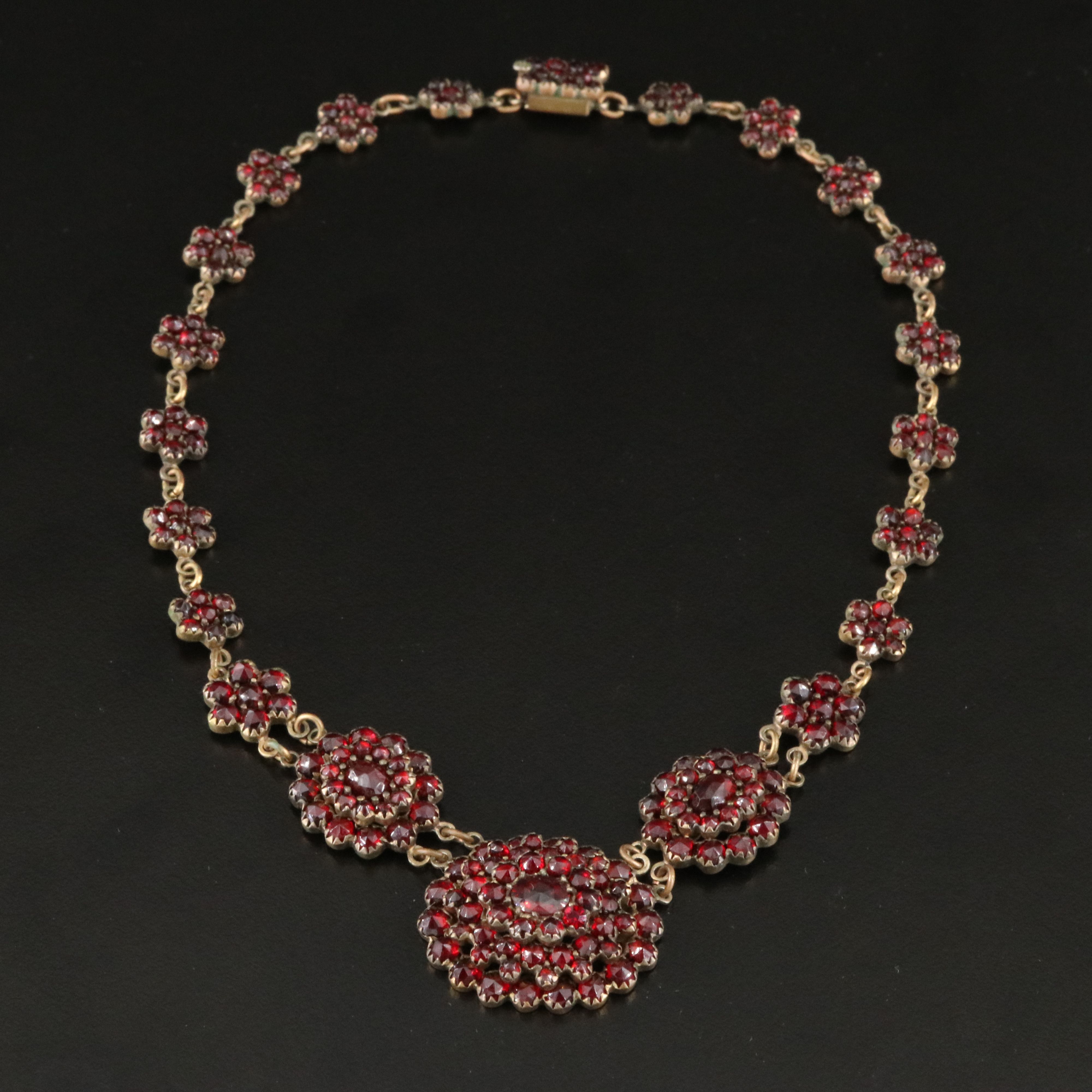 Czech 1920s Garnet Cluster Necklace