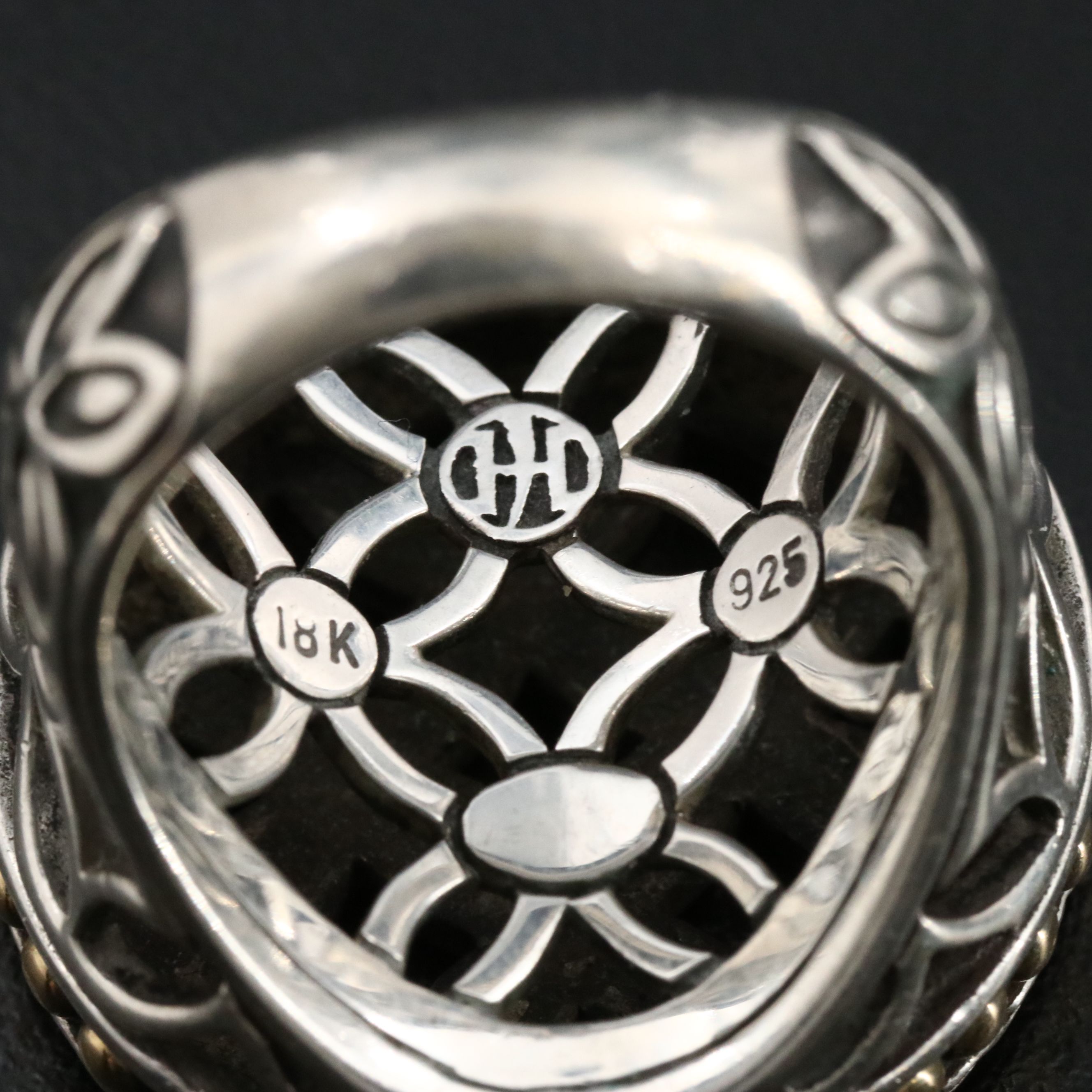 John Hardy Batu Kawung Sterling and 18K Round Top Ring