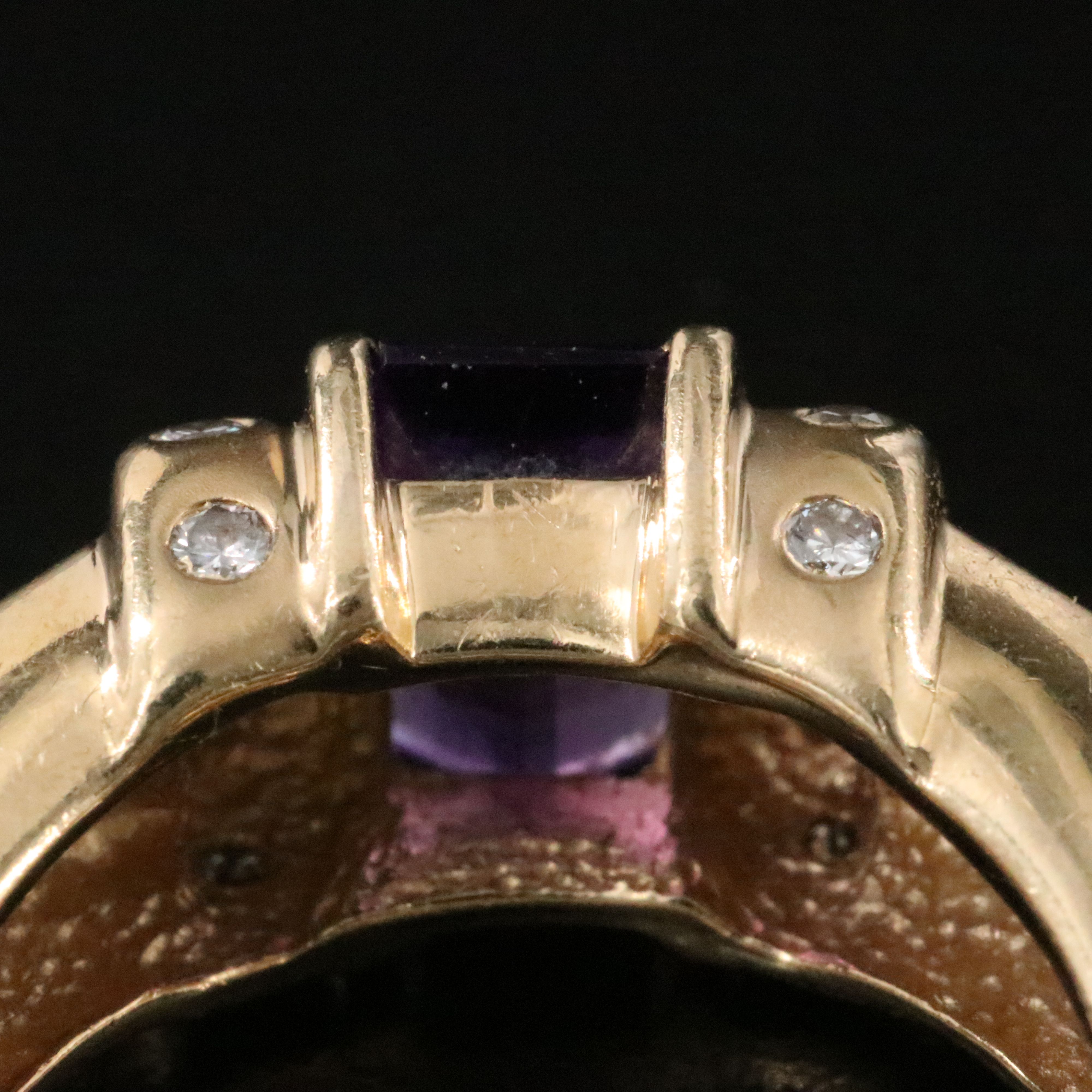 14K Amethyst, Diopside and Diamond Ring