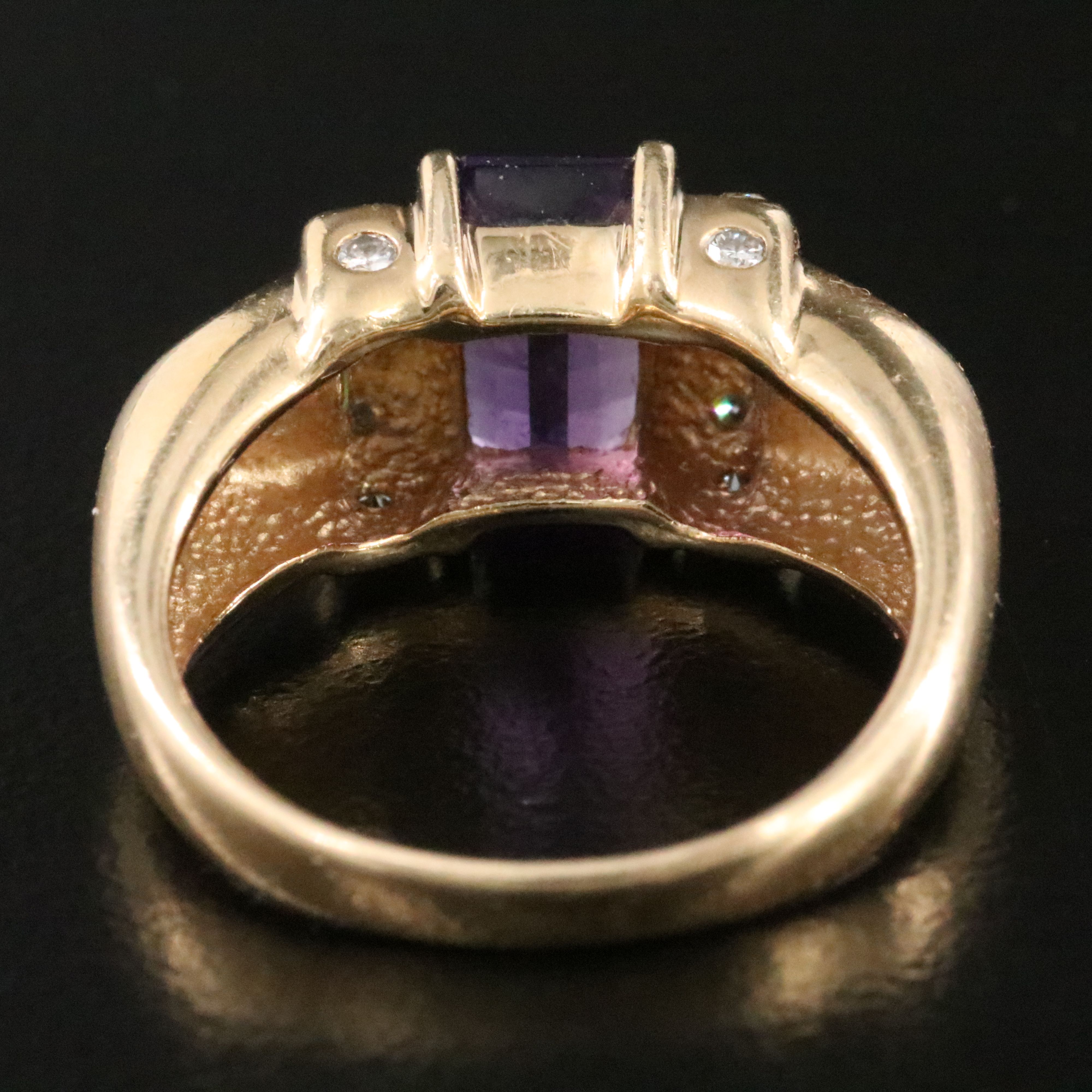 14K Amethyst, Diopside and Diamond Ring