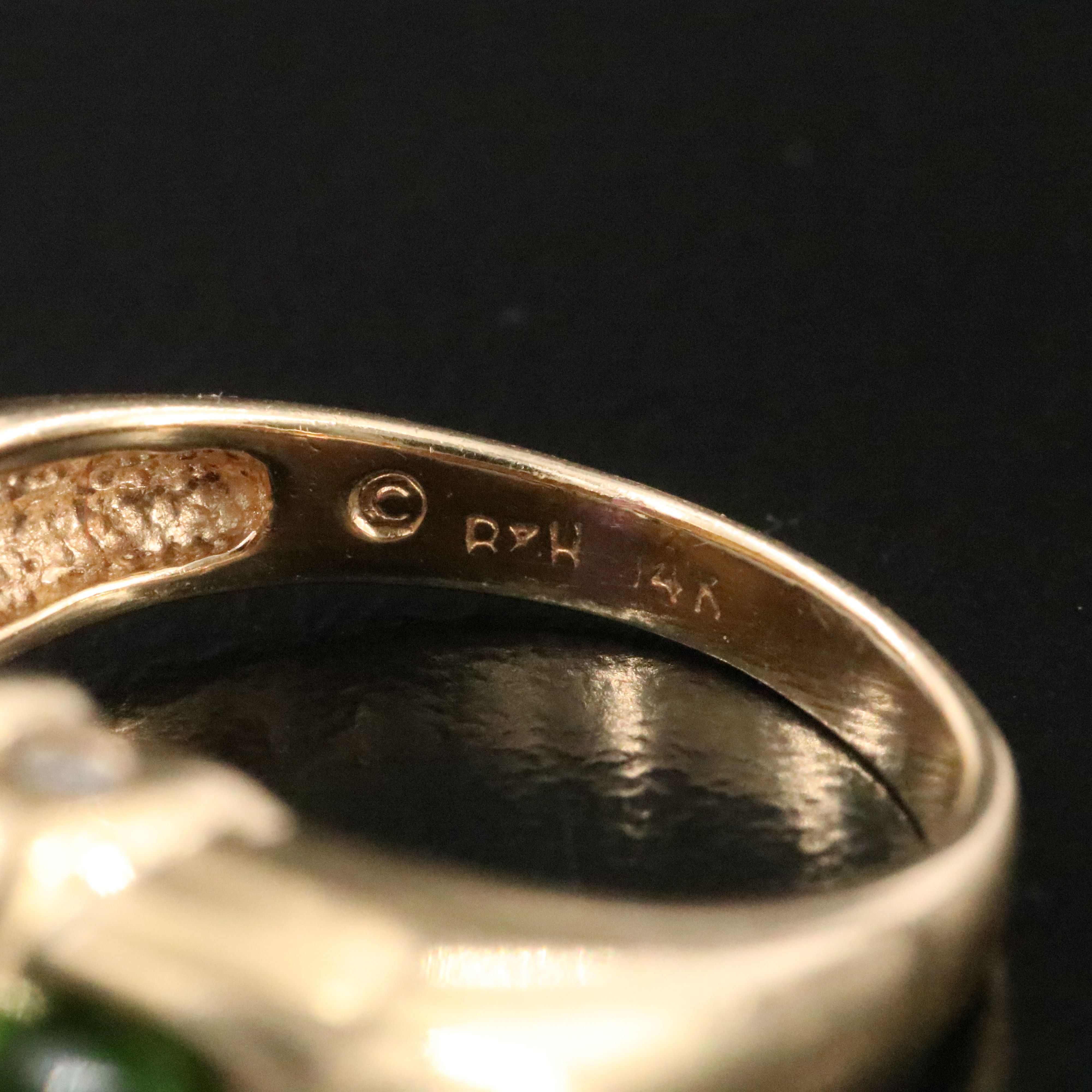 14K Amethyst, Diopside and Diamond Ring