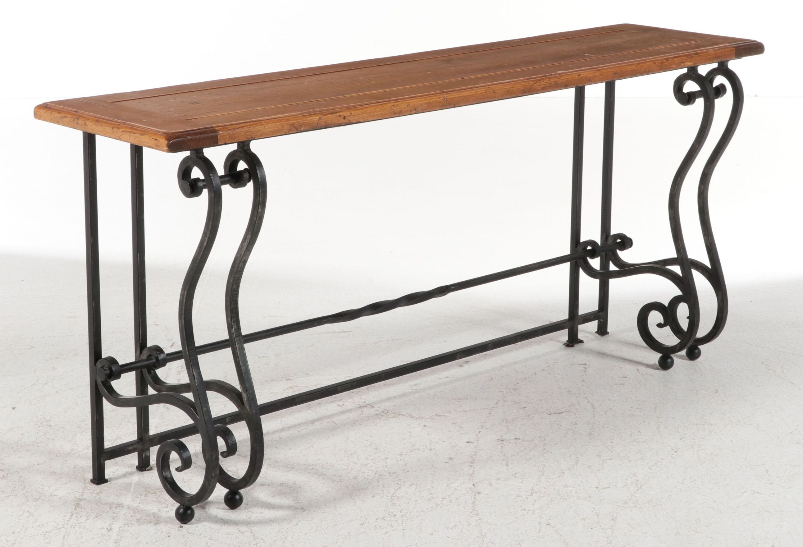 DeLuco Tuscan Style Wood and Wrought Iron Console Table, 21st Century