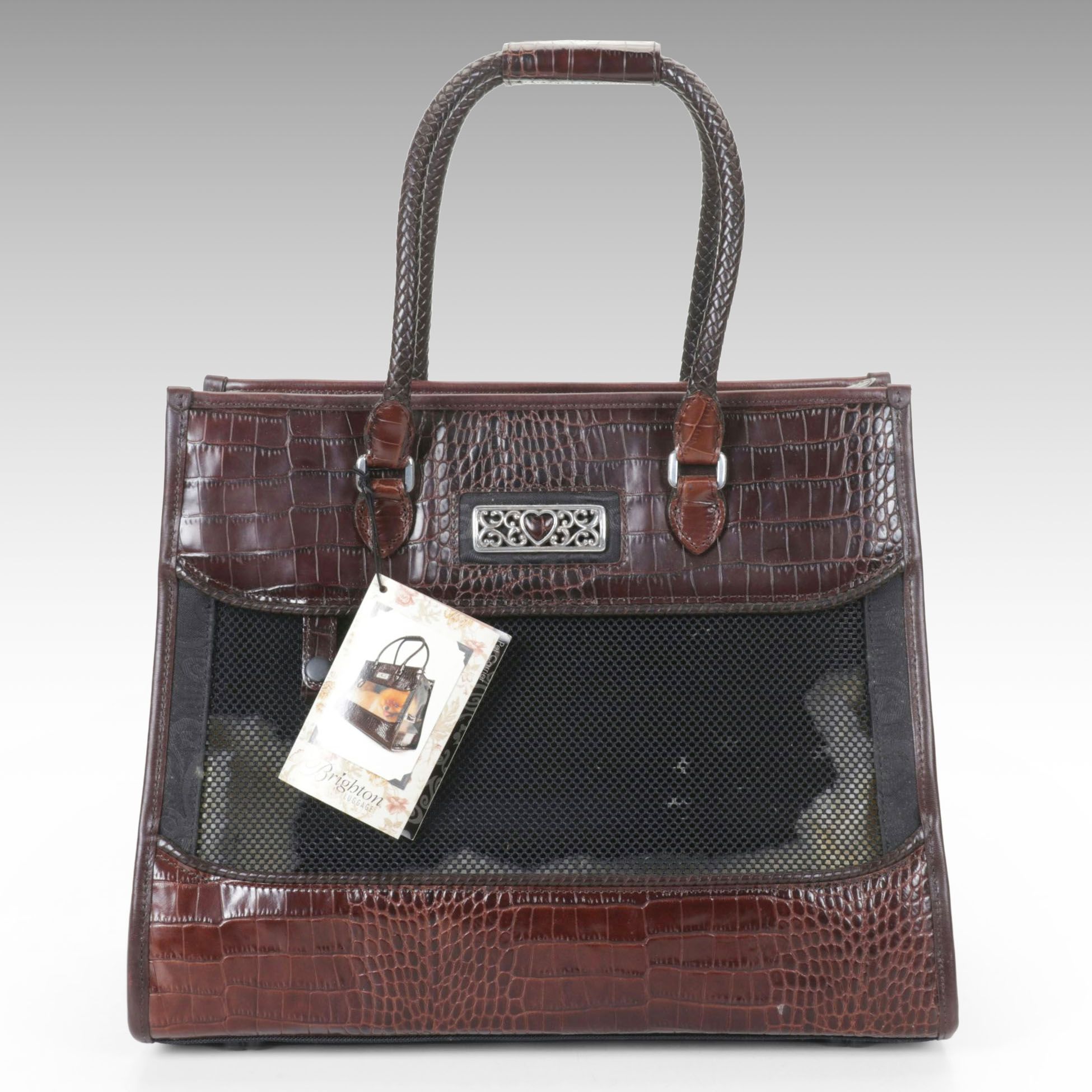 Brighton Travel Collection Small Pet Carrier Bag in Burgundy Embossed Leather