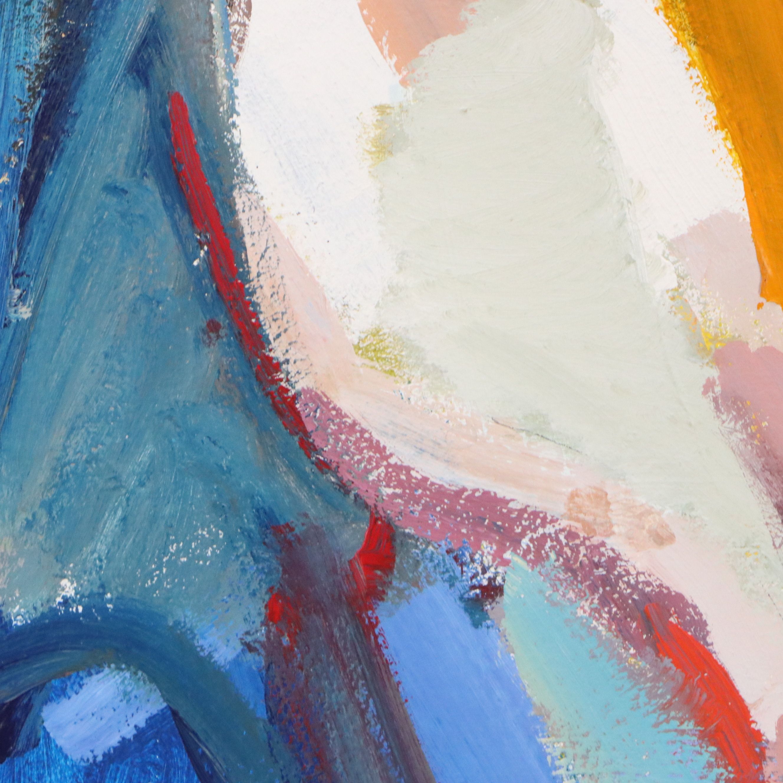 Harry Reisiger Acrylic Painting "Girl Sitting on a Cushion," Late 20th Century