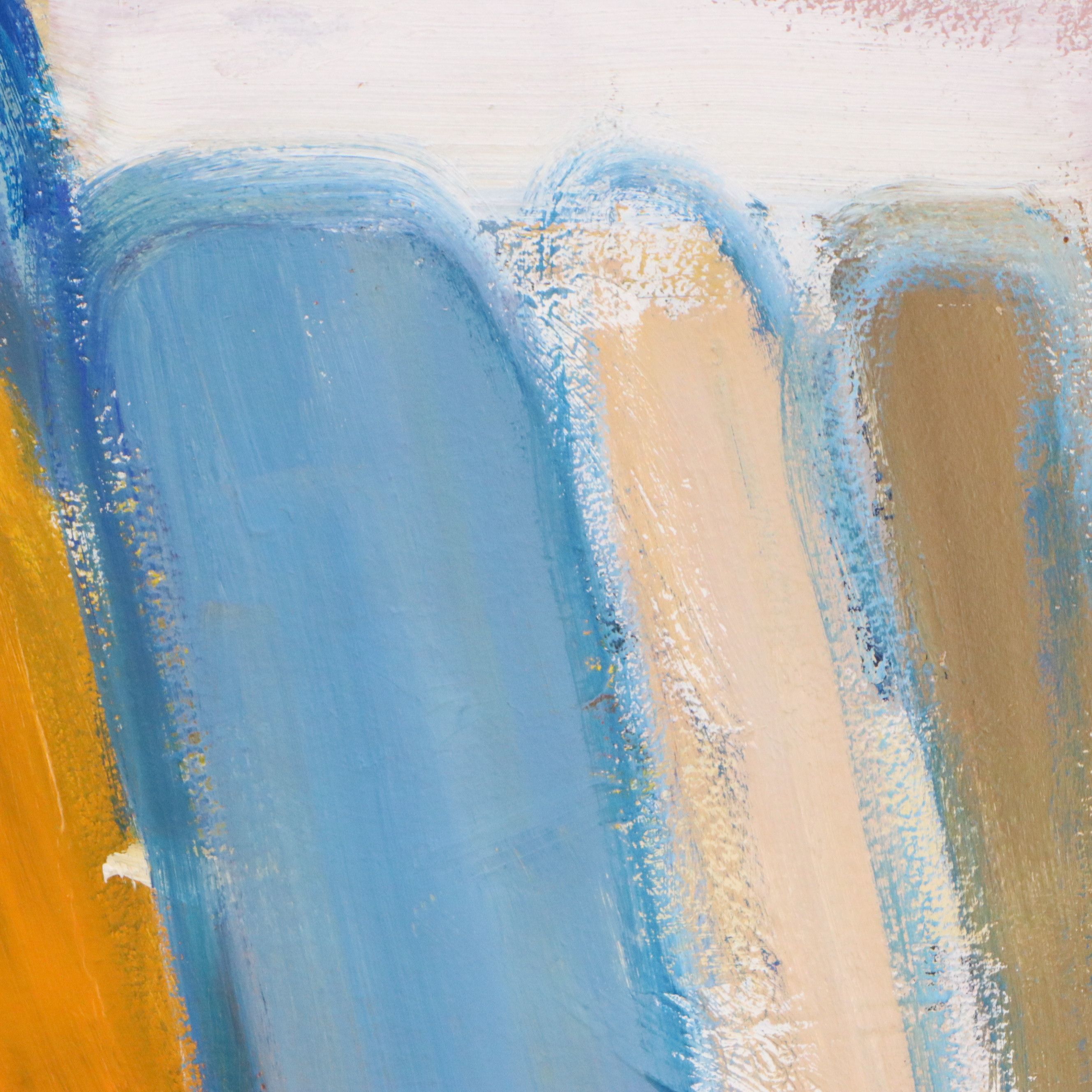 Harry Reisiger Acrylic Painting "Girl Sitting on a Cushion," Late 20th Century