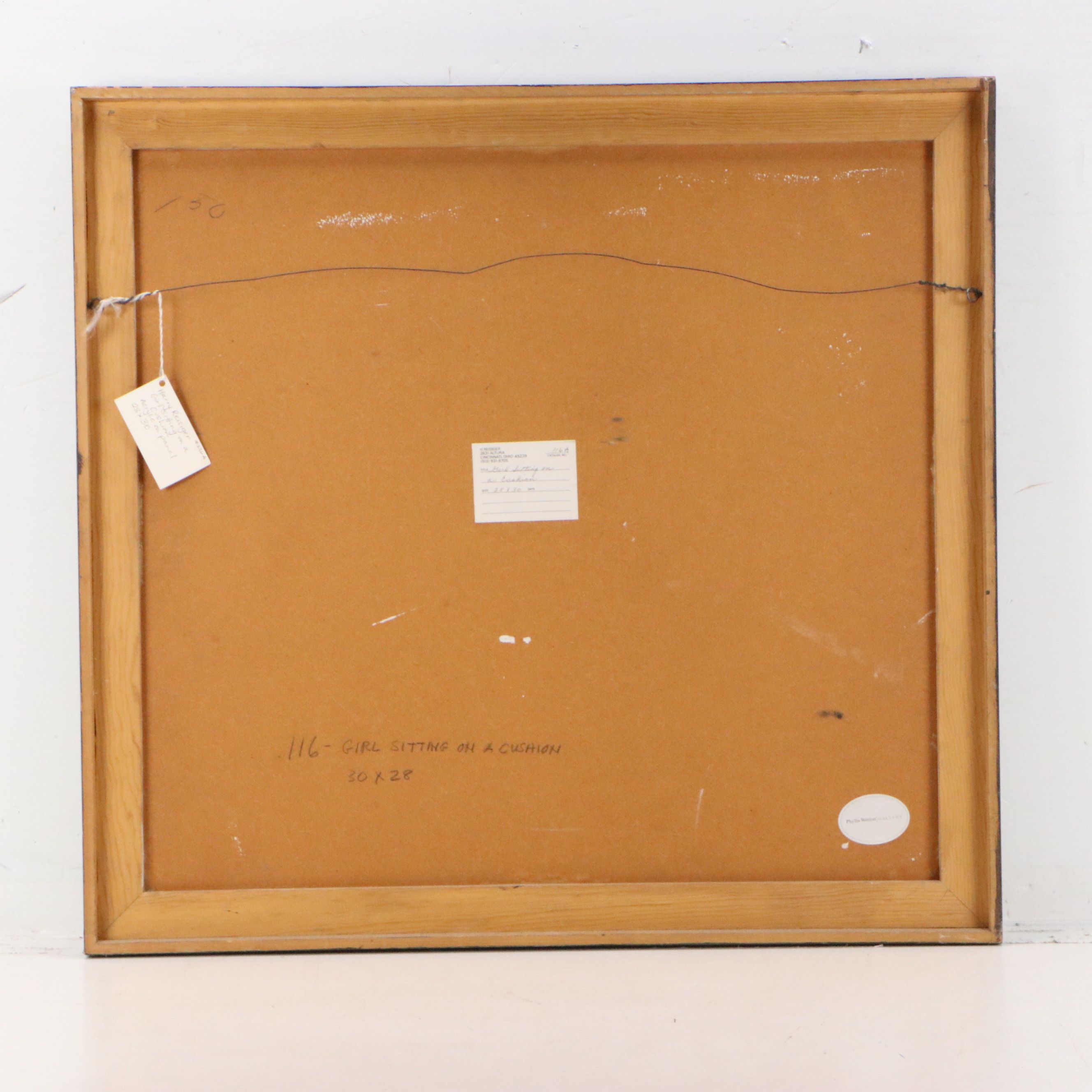 Harry Reisiger Acrylic Painting "Girl Sitting on a Cushion," Late 20th Century