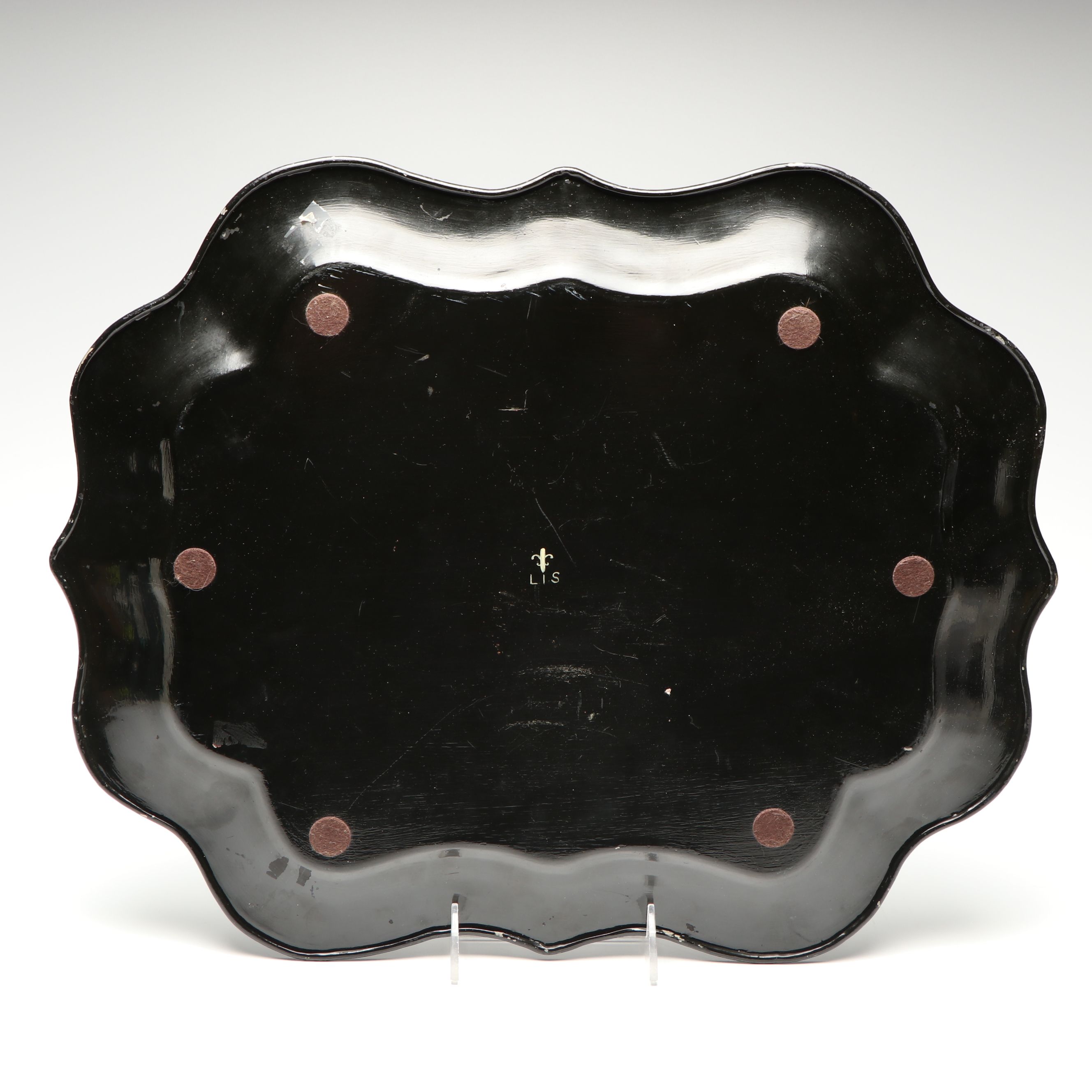 Lacquered and Hand-Painted Floral Metal Tray