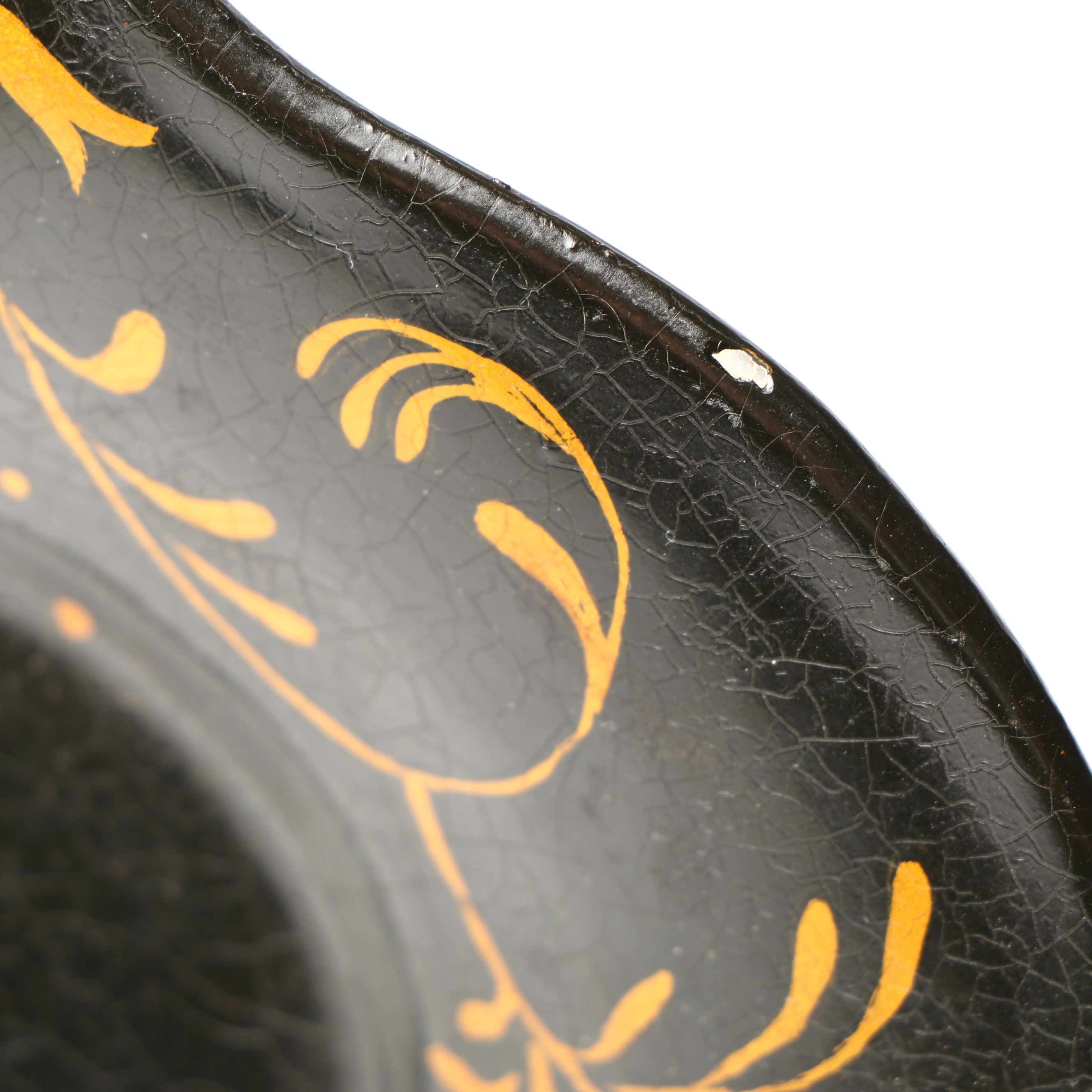 Lacquered and Hand-Painted Floral Metal Tray