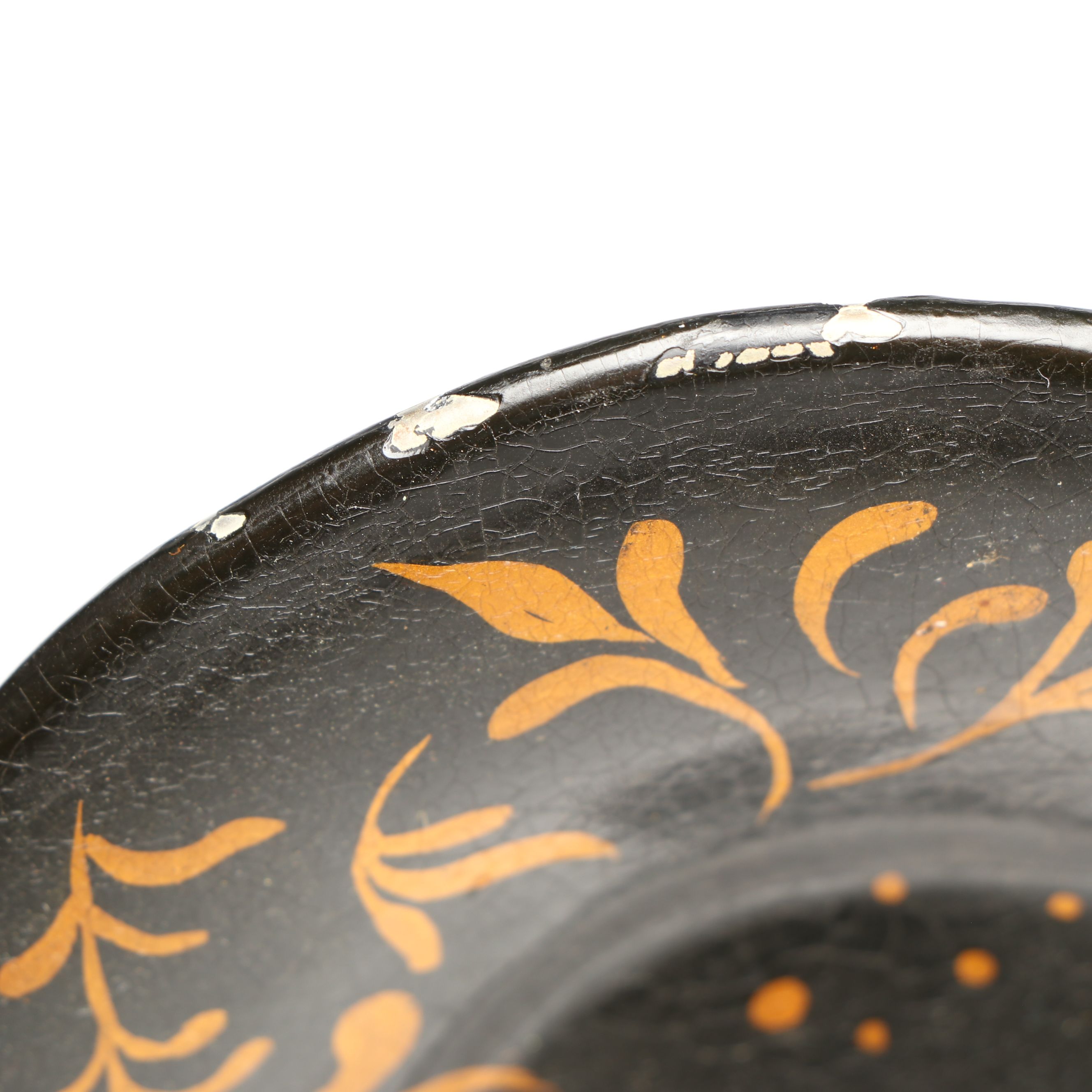 Lacquered and Hand-Painted Floral Metal Tray