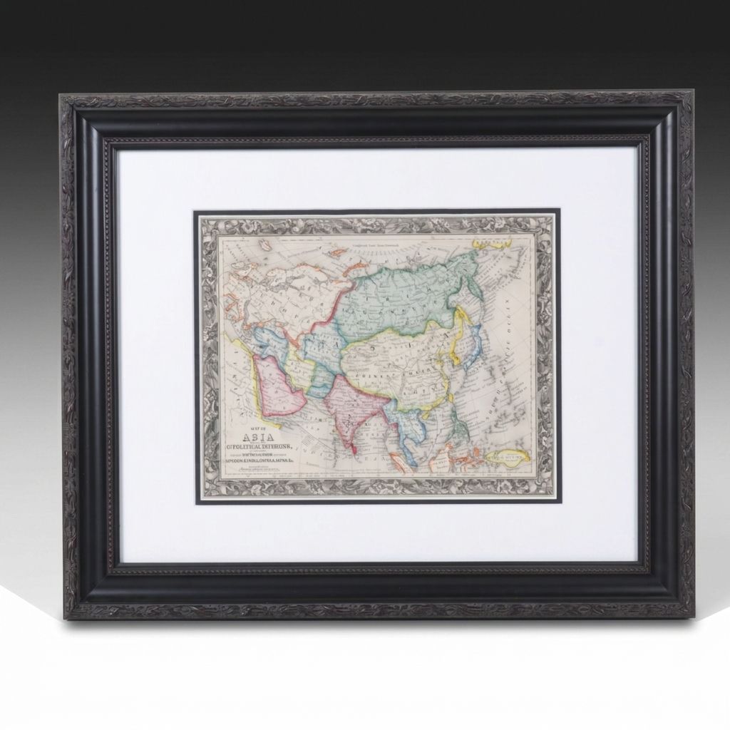Hand-Colored Engraving "Map of Asia" after S.A. Mitchell Jr., 1860