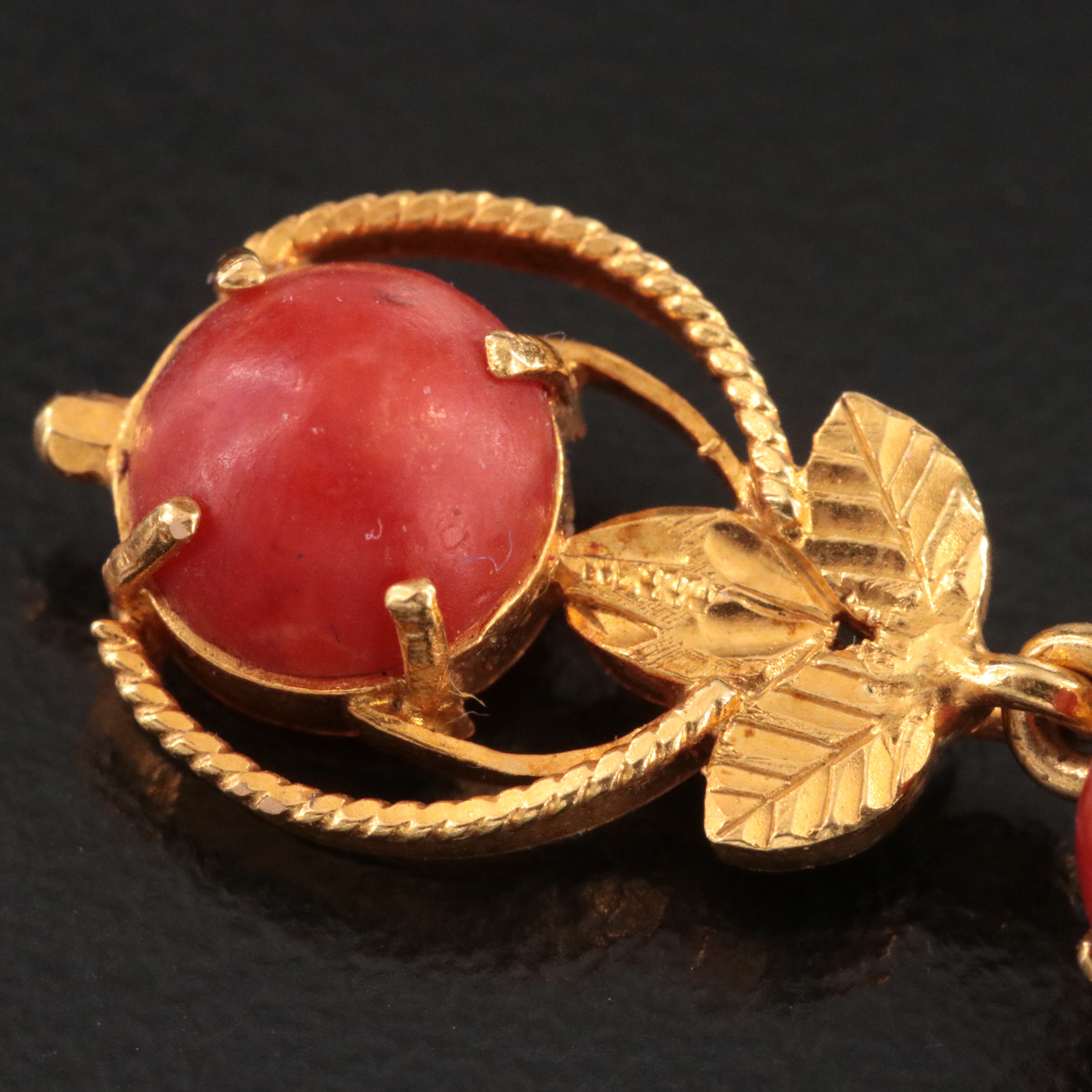 18K Coral Drop Earrings