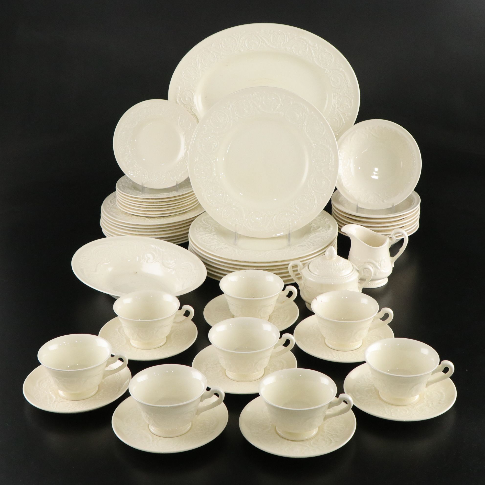 Wedgwood "Patrician" Dinnerware Set for Eight with Serving Pieces